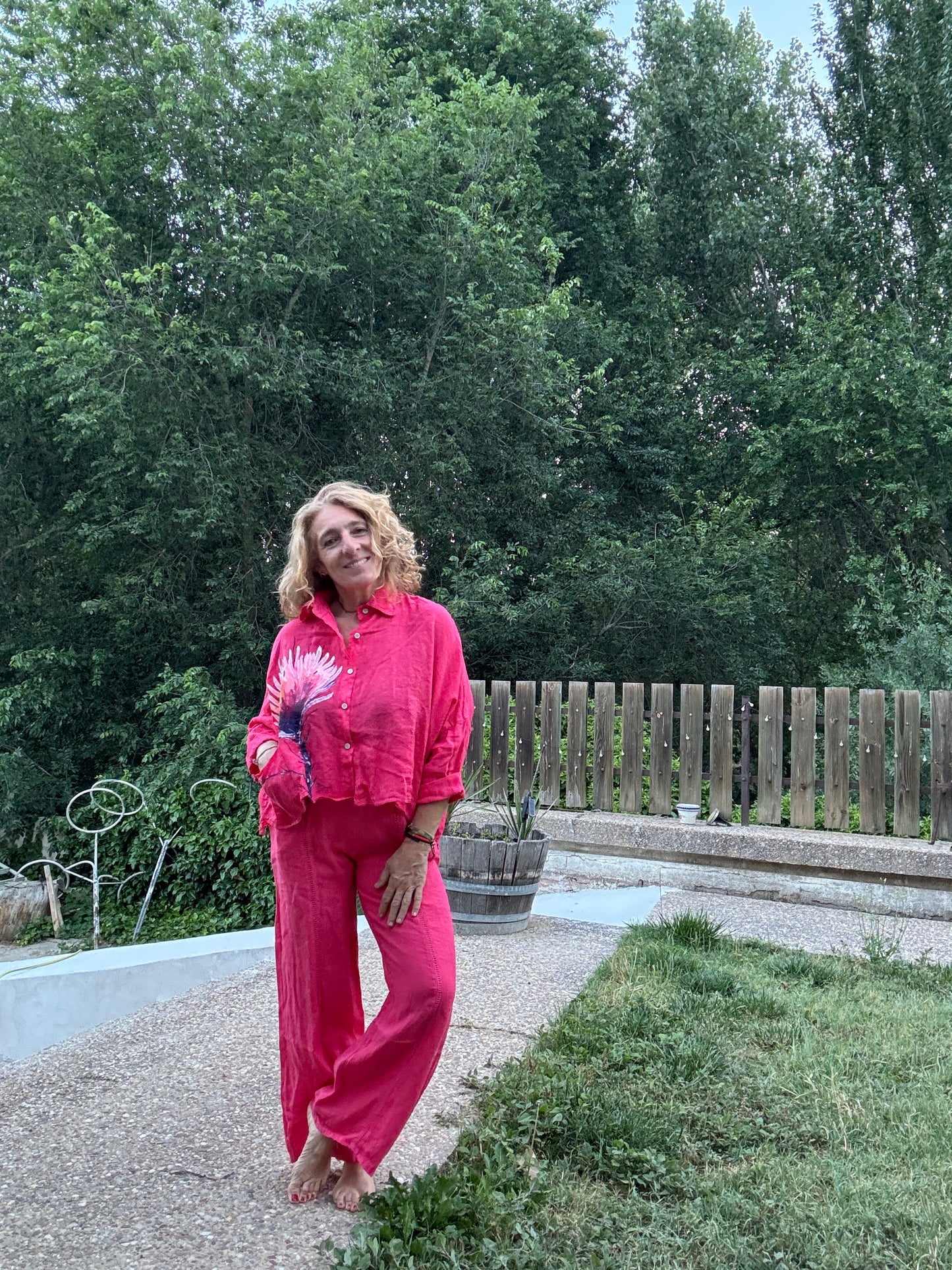 Conjunto lino  fuxia