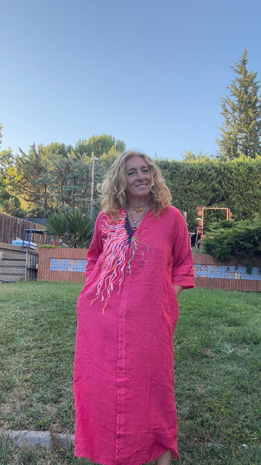 Vestido Kaftan coral