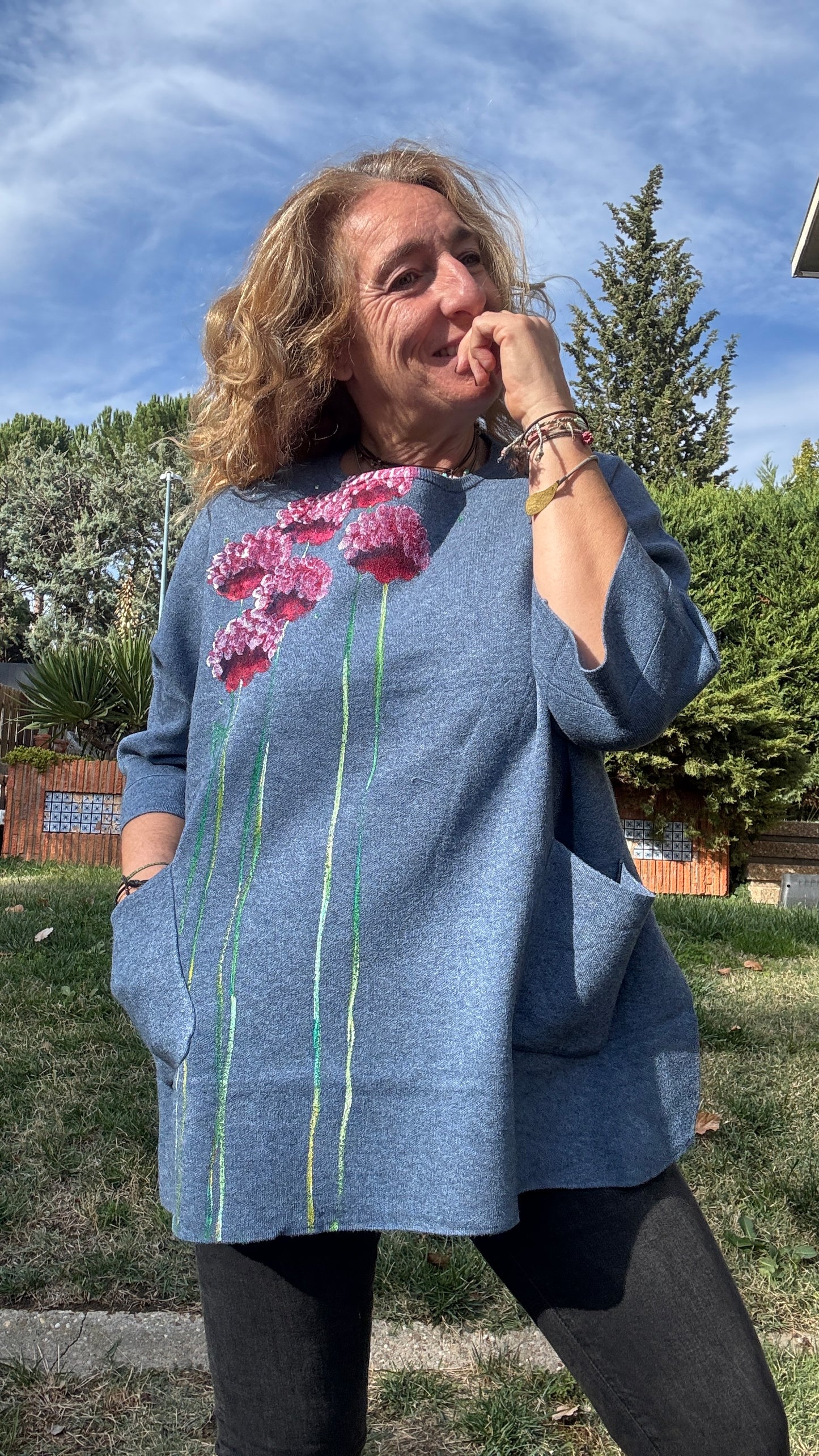 Jersey cuello caja azul