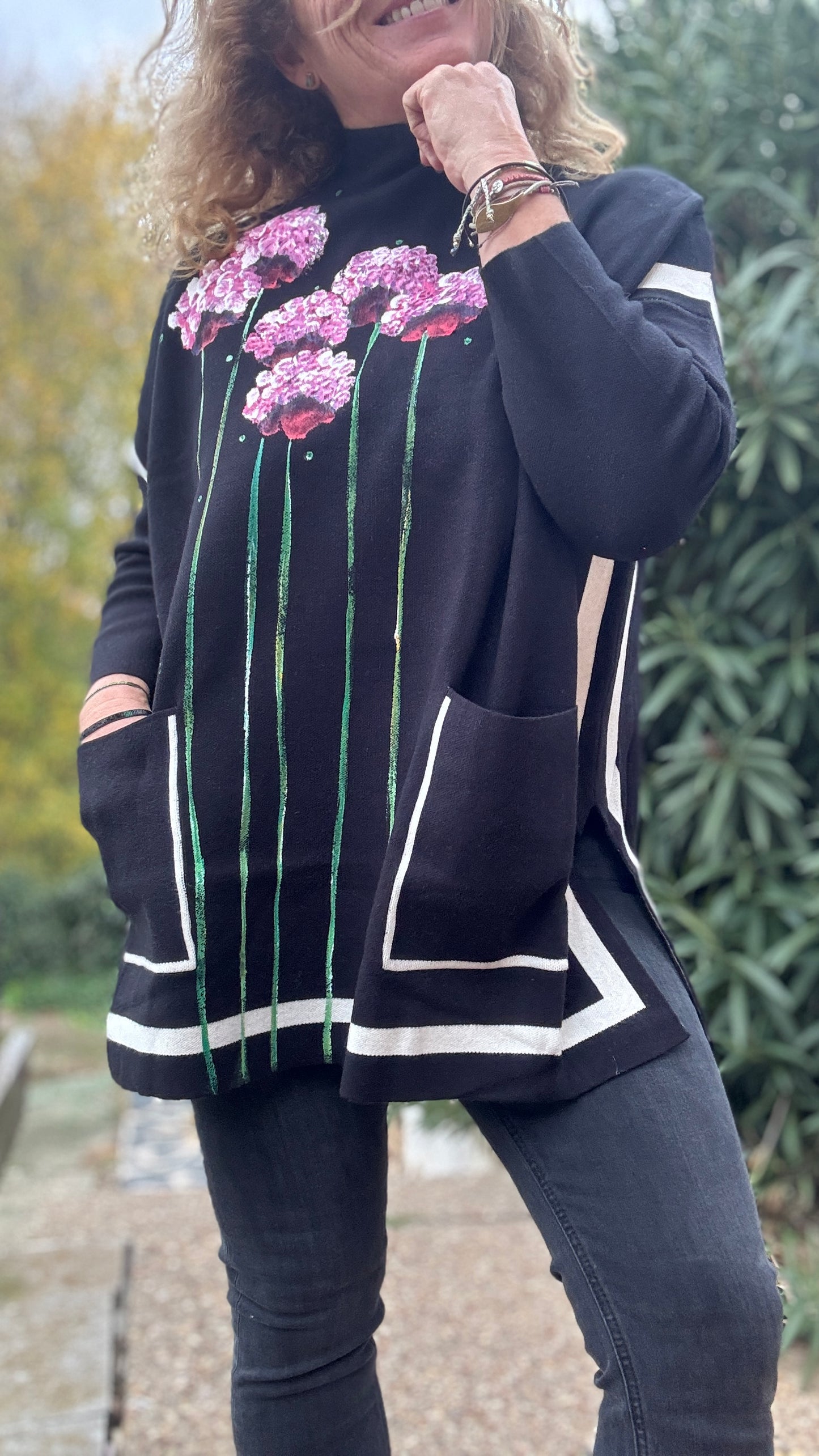 Jersey negro raya crudo