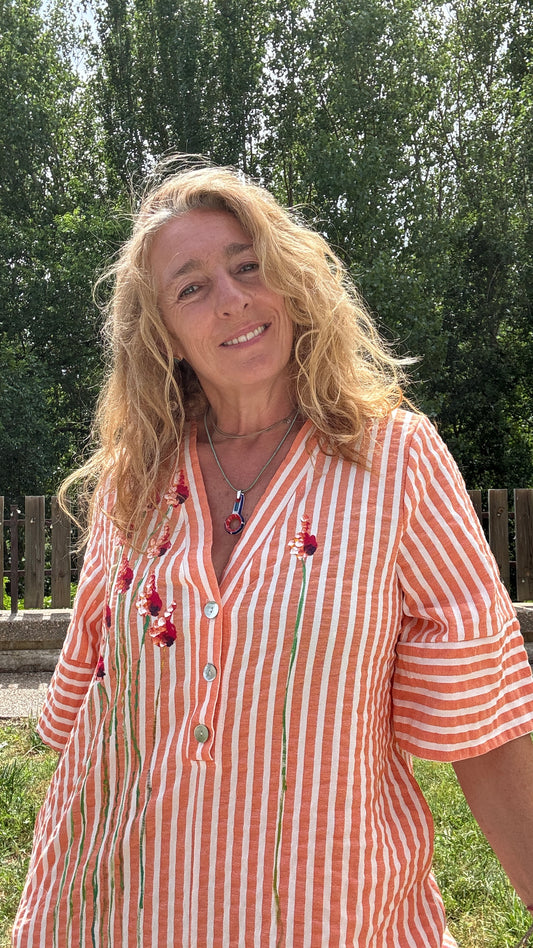 Vestido raya naranja