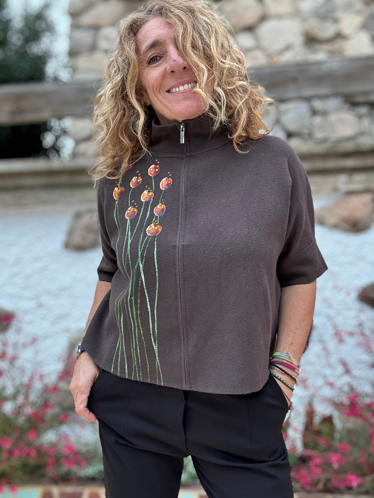 Chaqueta, cremallera marrón