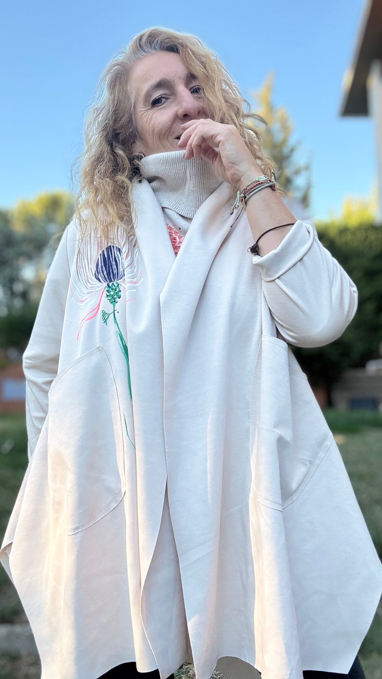 Chaqueta asimétrica crudo