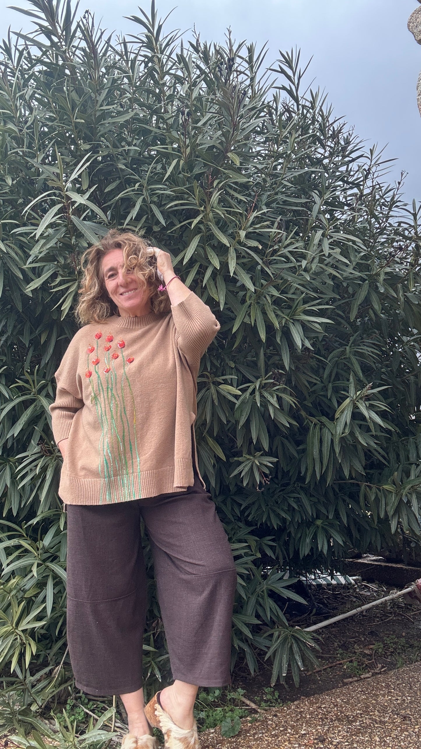 Jersey botones espalda camel