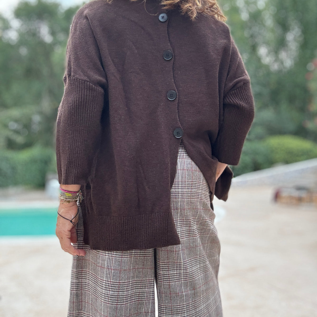 Pantalón príncipe de Gales marrón