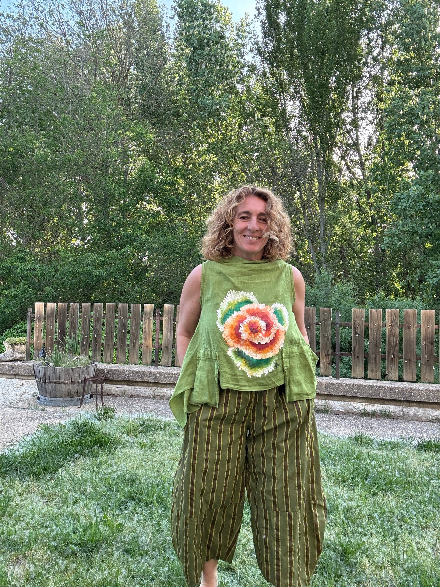 Chaleco lino verde