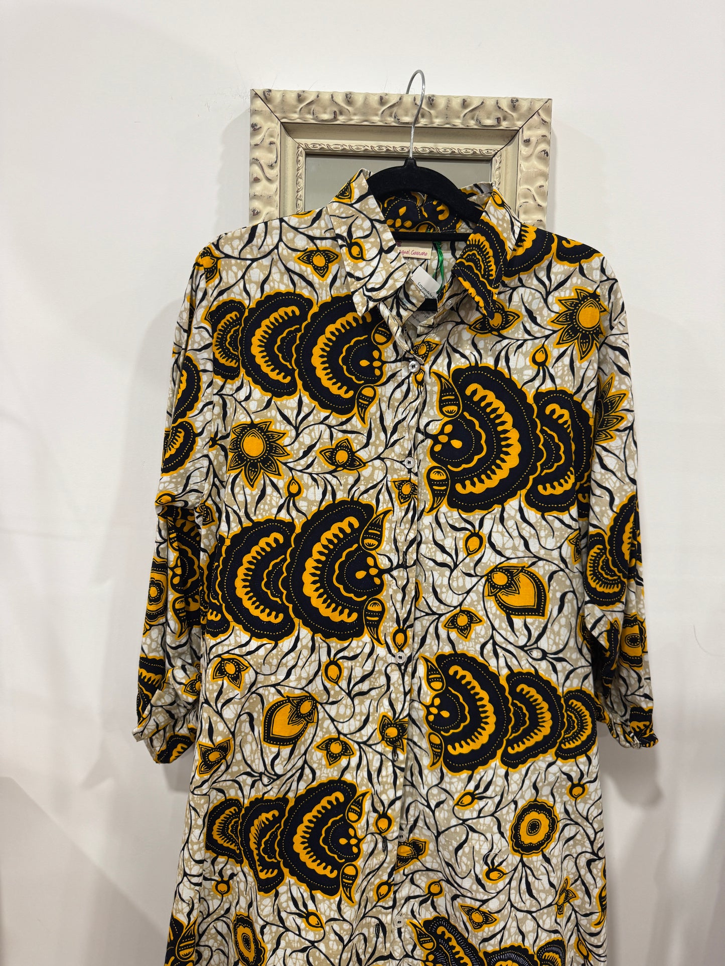 Vestido africano blanco amarillo