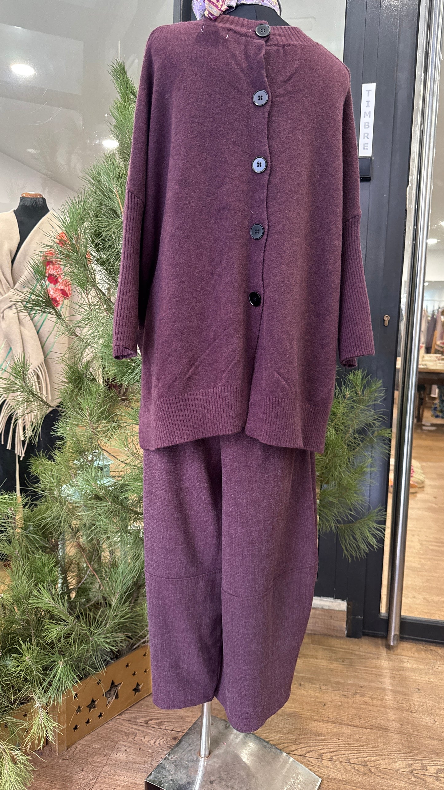 Pantalón globo berenjena