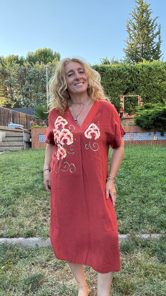 Vestido viscosa midi caldera