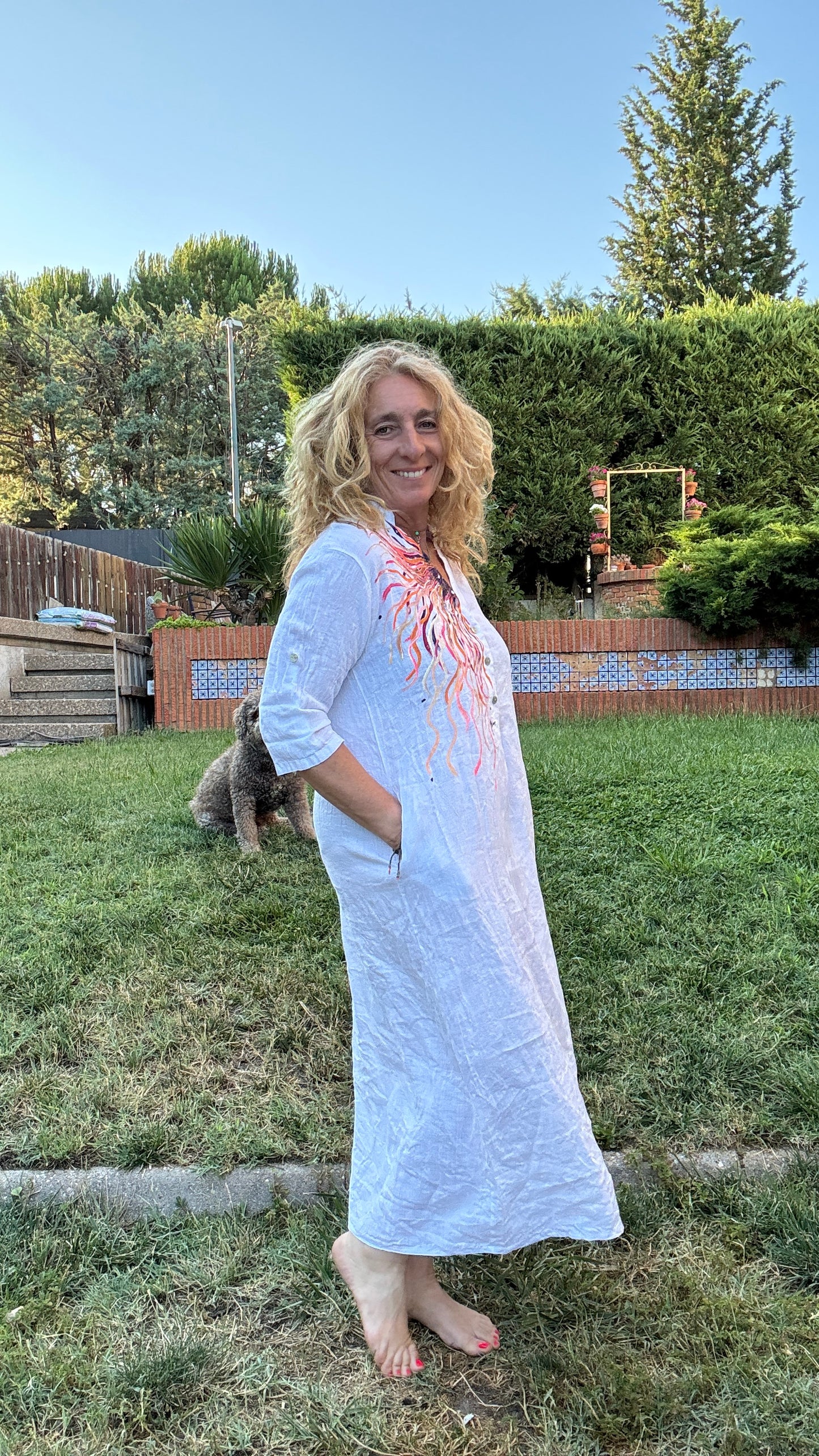 Vestido Kaftan  blanco