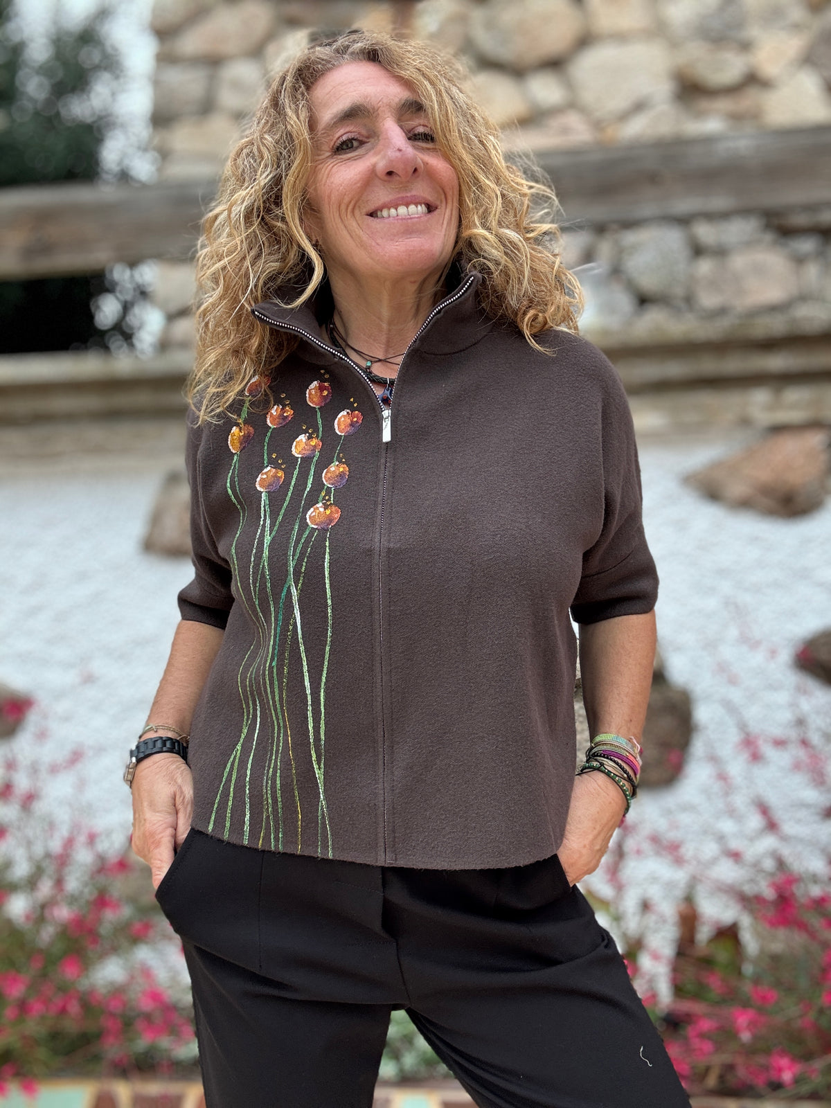 Chaqueta, cremallera marrón