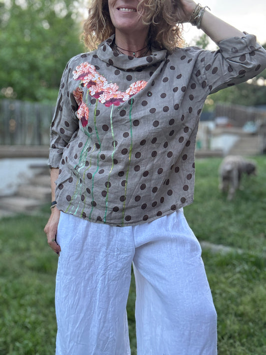 Blusa barco lunares marrón