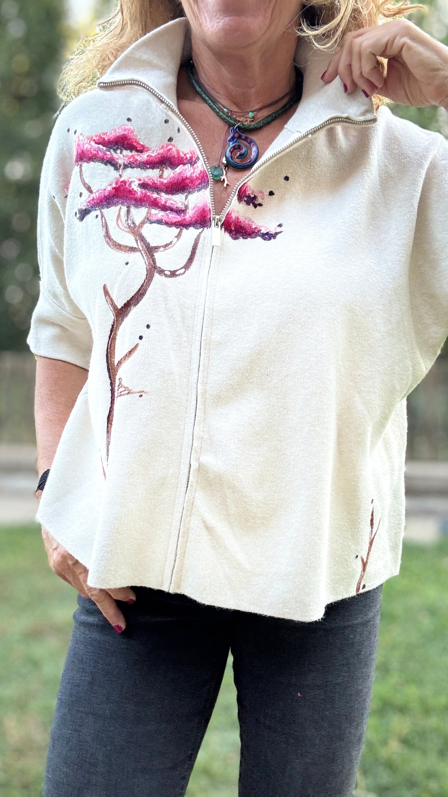Chaqueta cremallera crudo