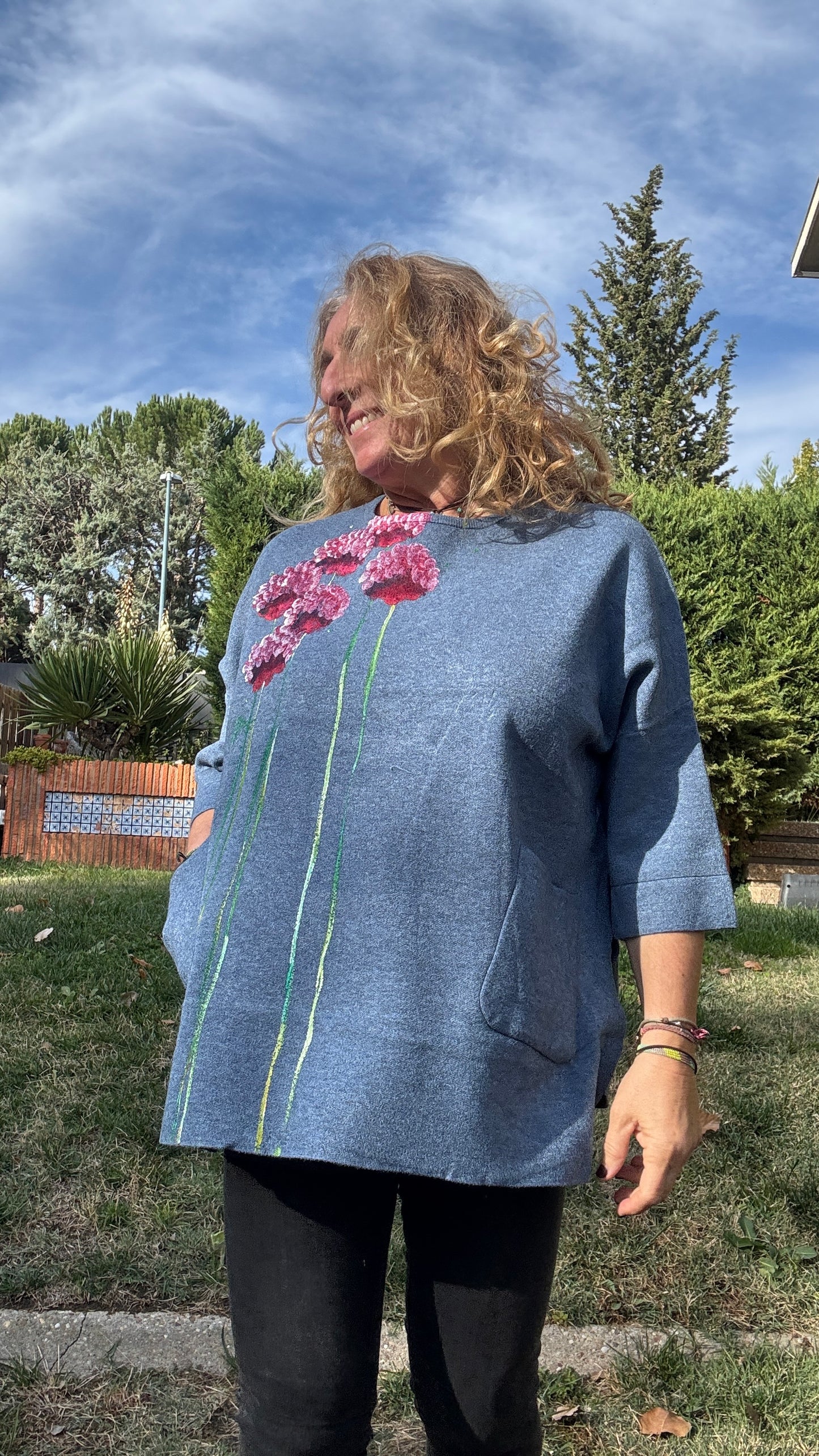 Jersey cuello caja azul