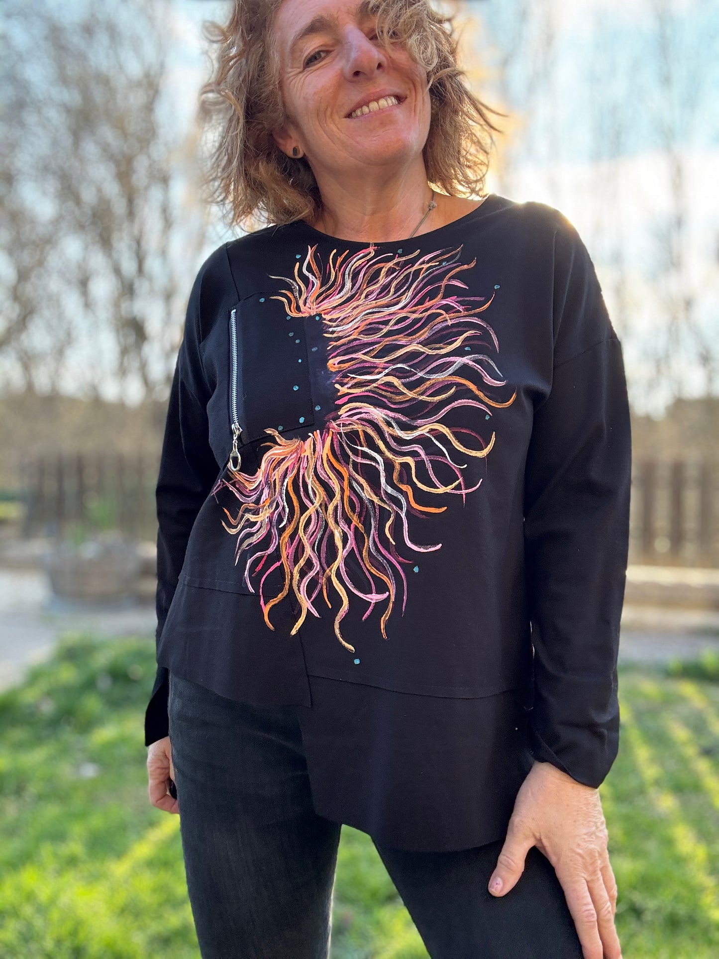 Sudadera punto roma negra