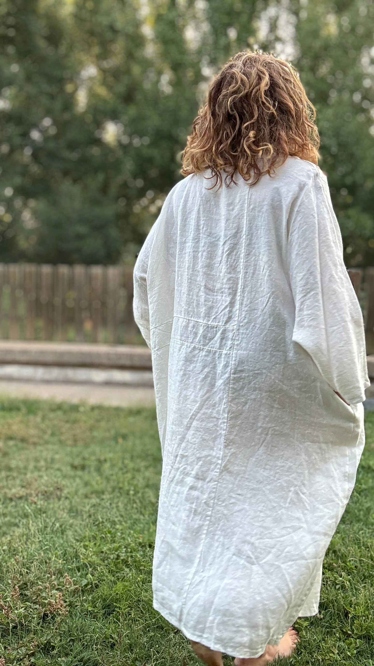 Vestido over lino crudo