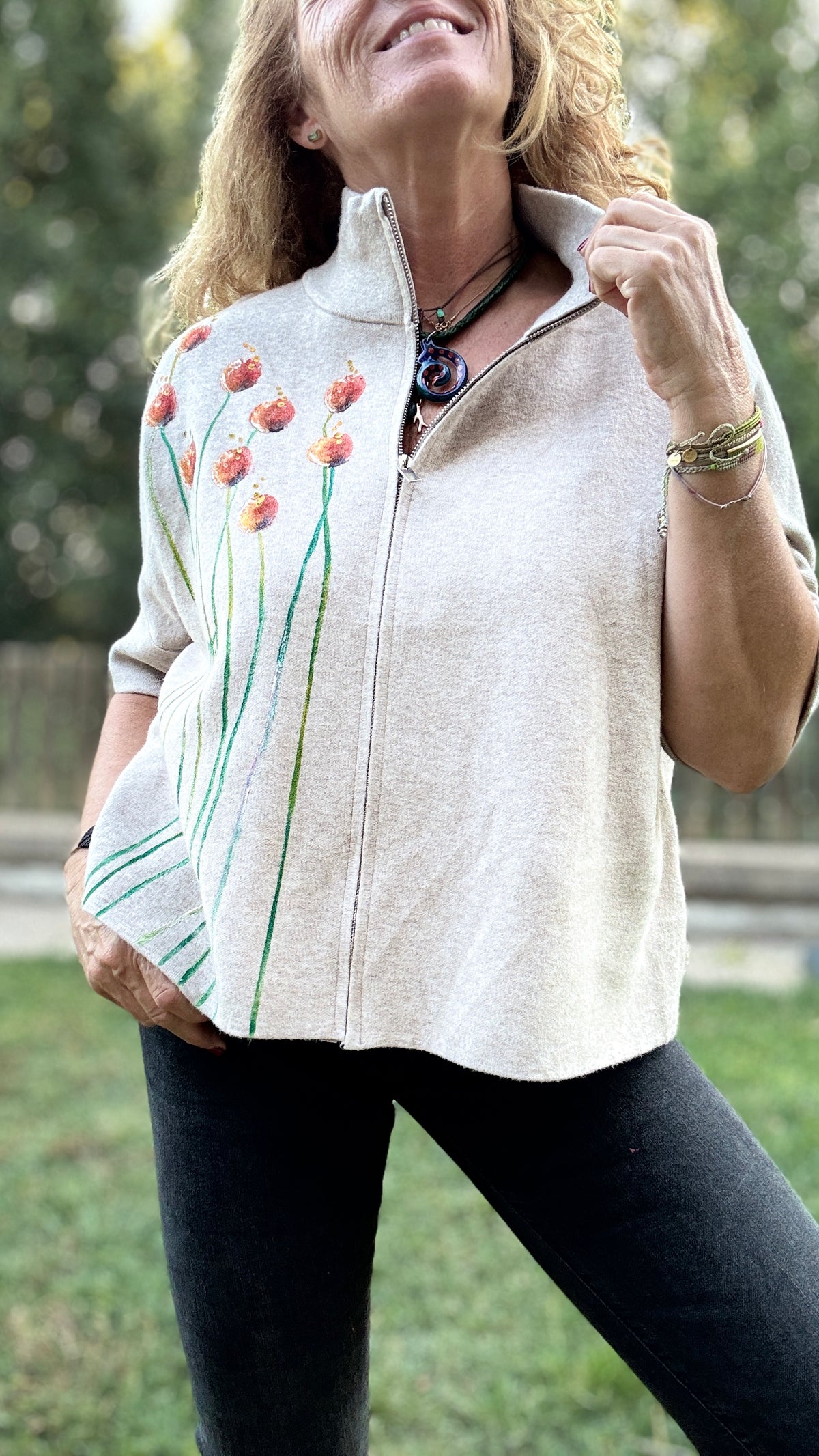 Chaqueta cremallera beige