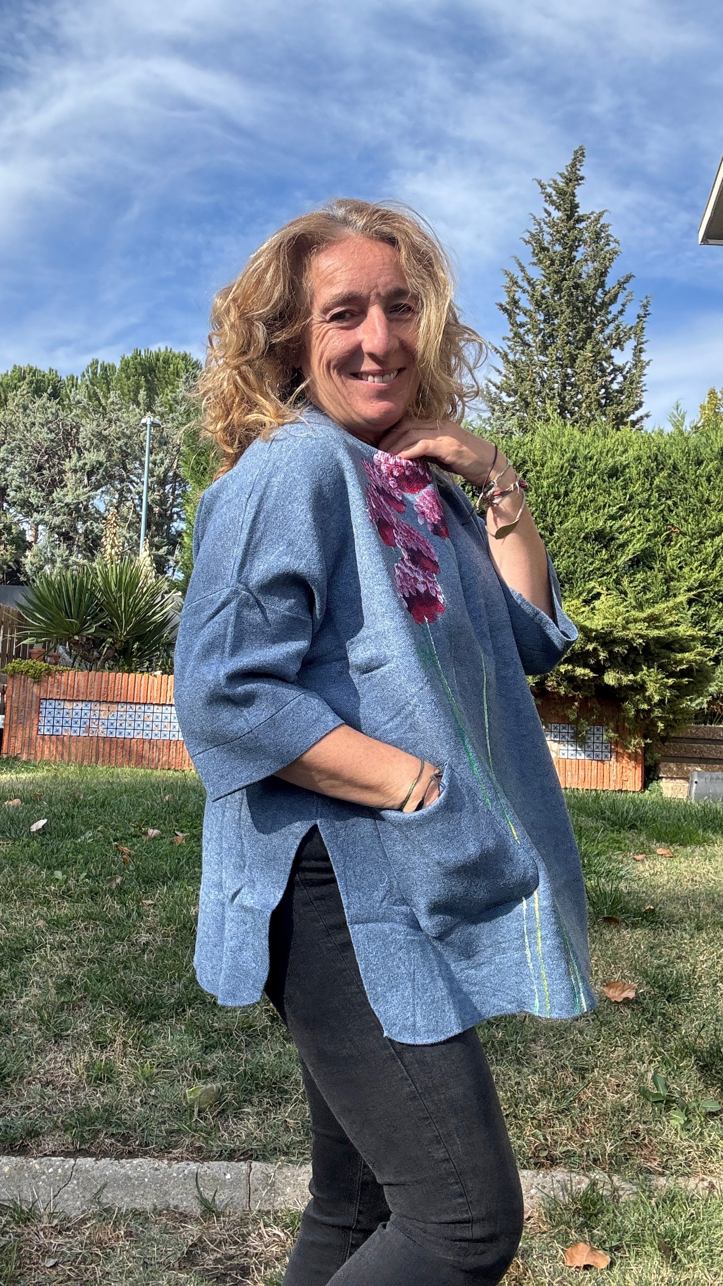 Jersey cuello caja azul