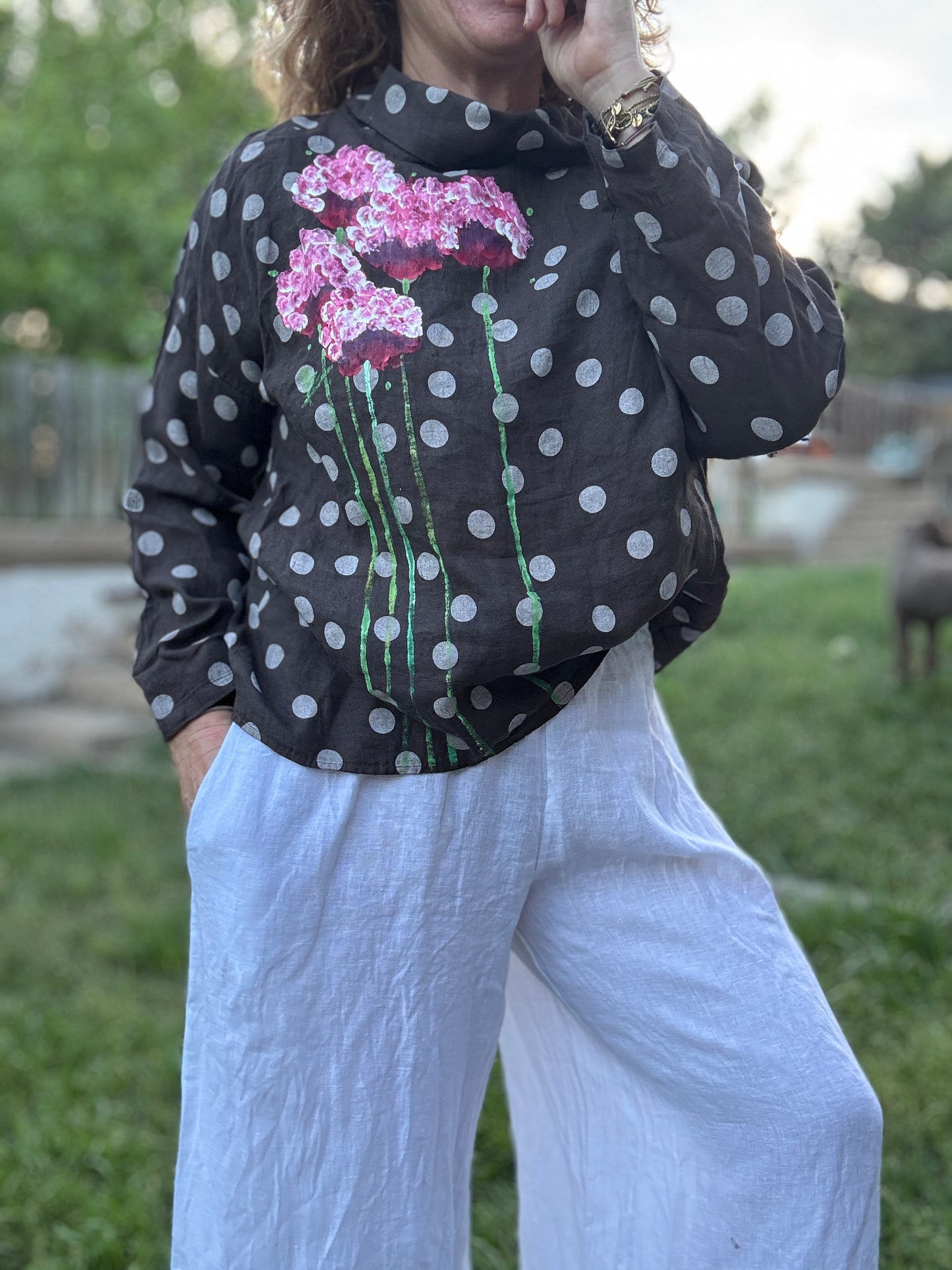 Blusa barco lunares marrón