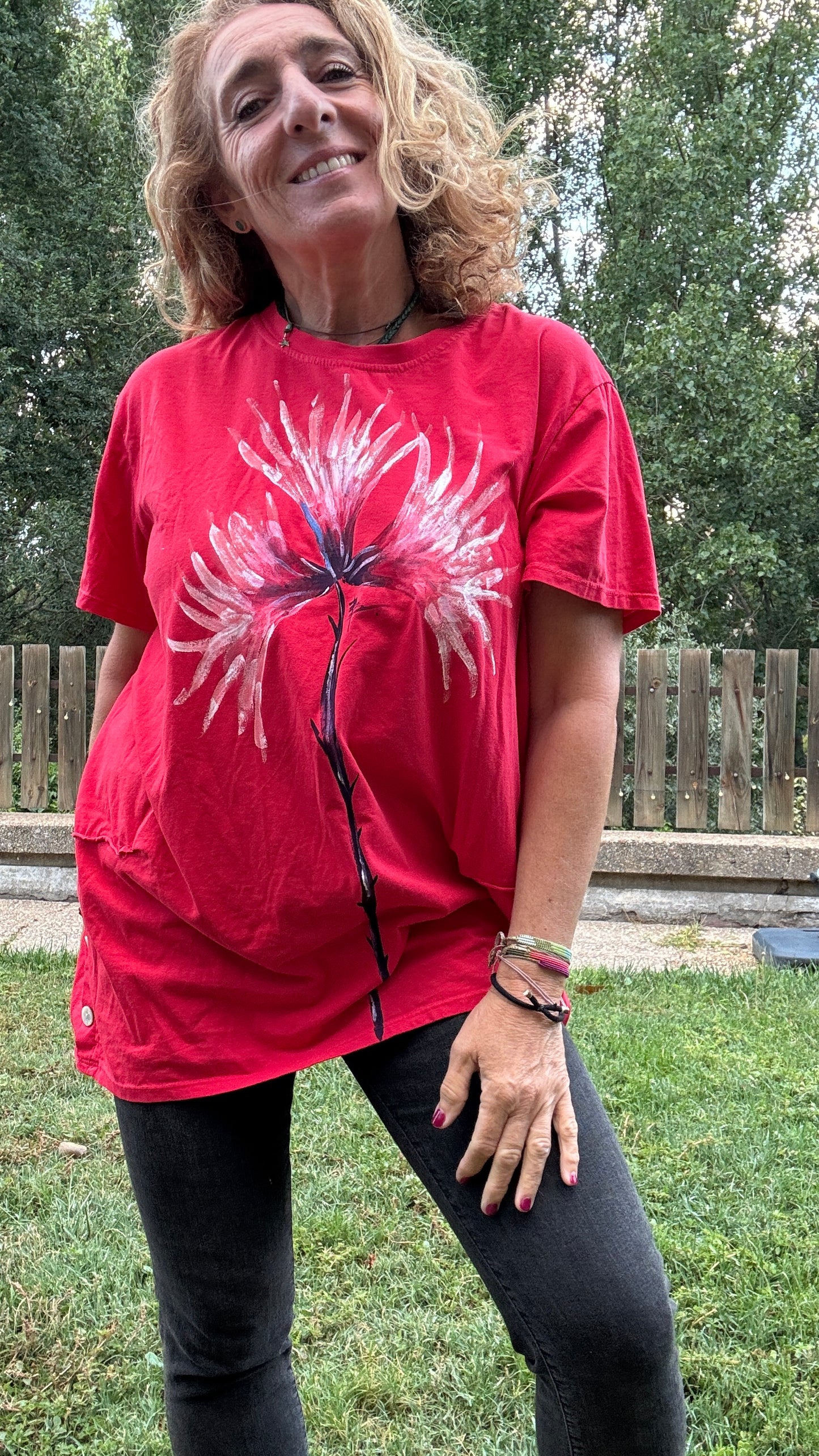 Camiseta botones roja