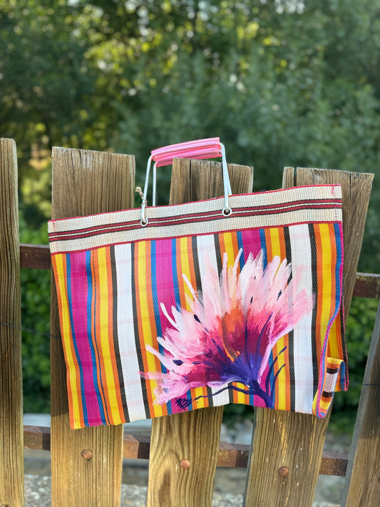 Bolso plástico reciclado rosa y amarillo