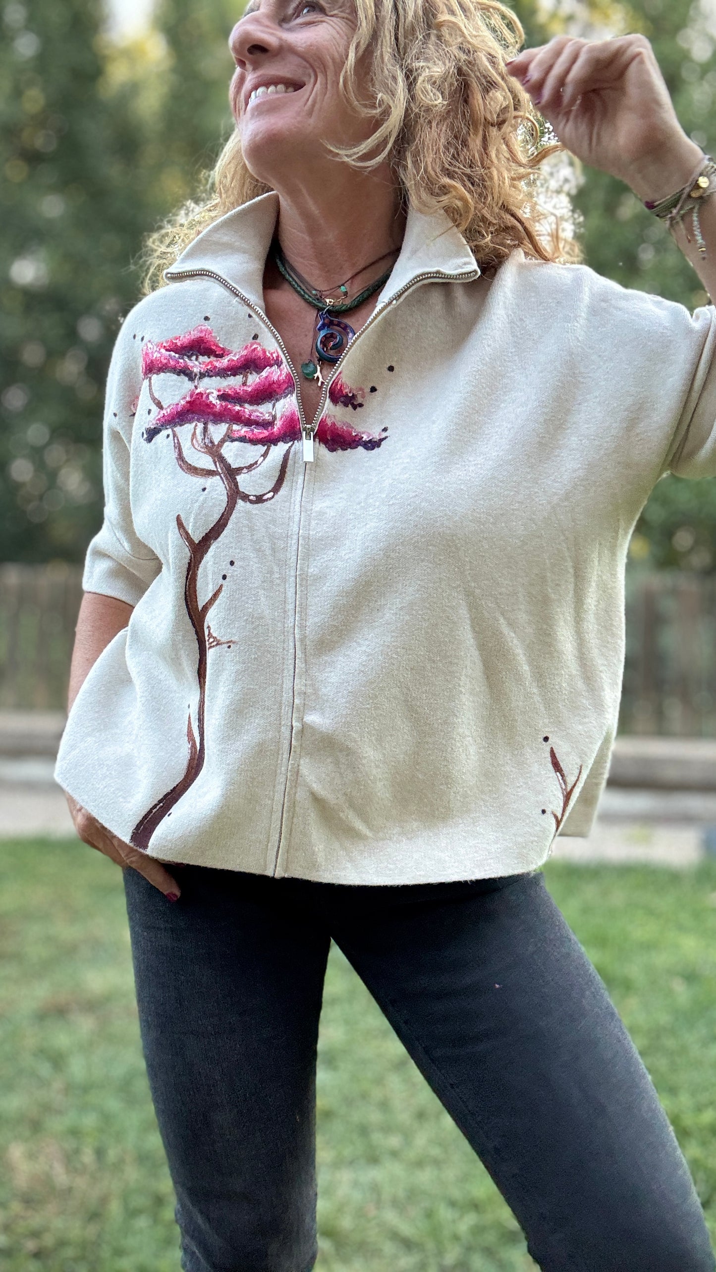 Chaqueta cremallera crudo