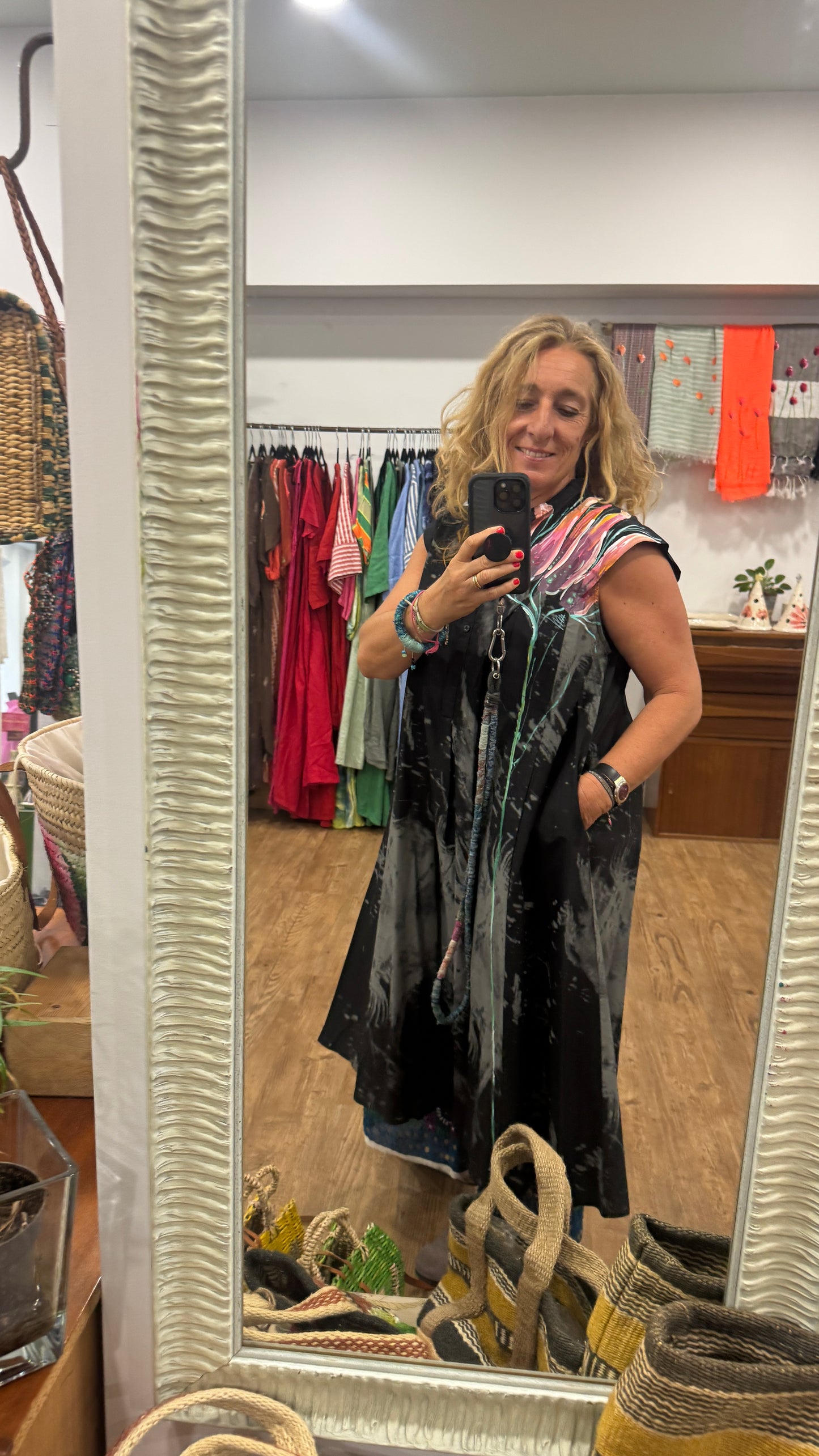 Vestido tie negro- gris