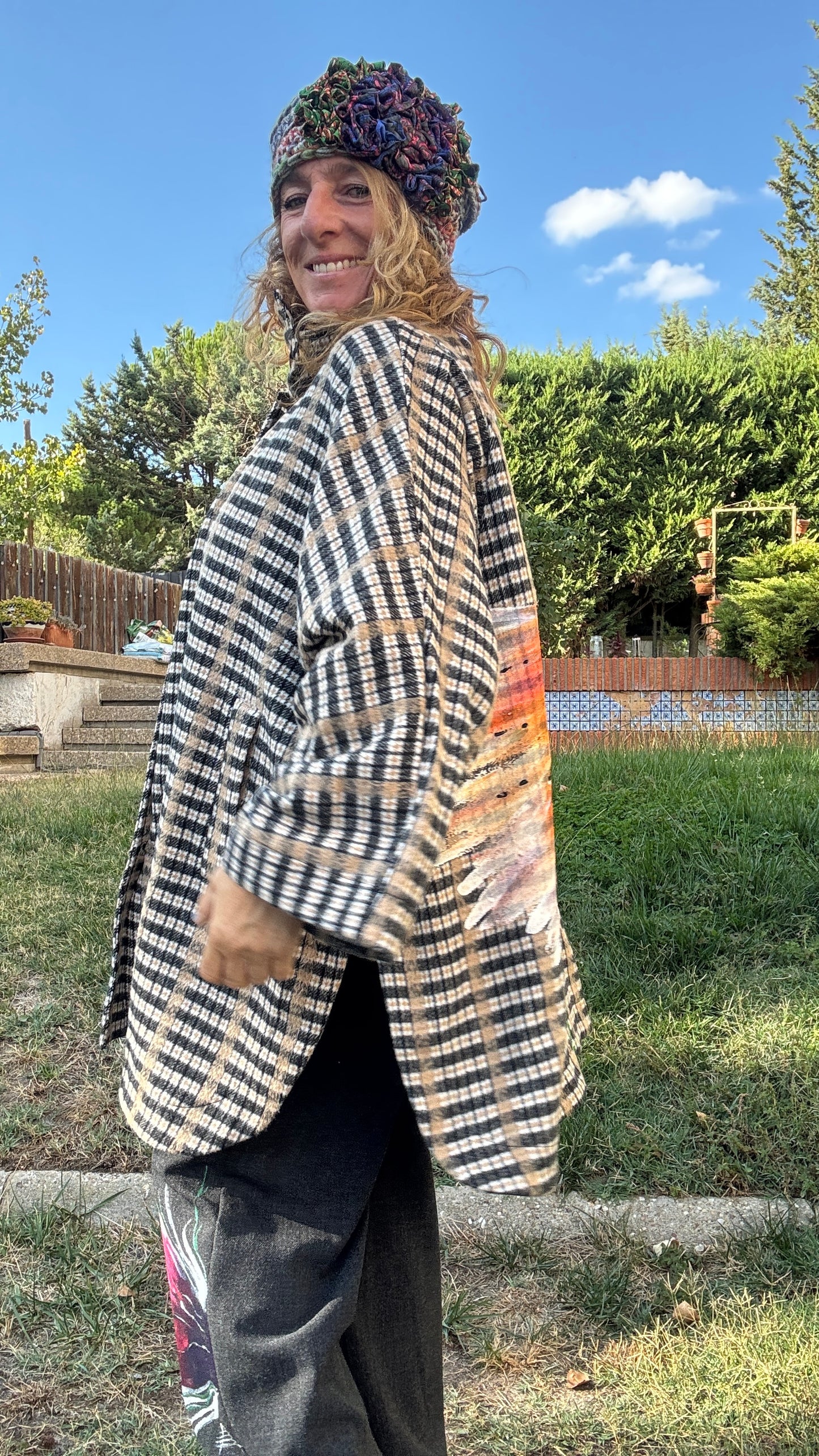 Abrigo cuadro oversize