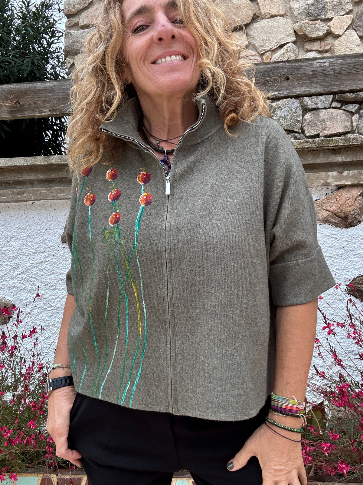 Chaqueta, cremallera verde