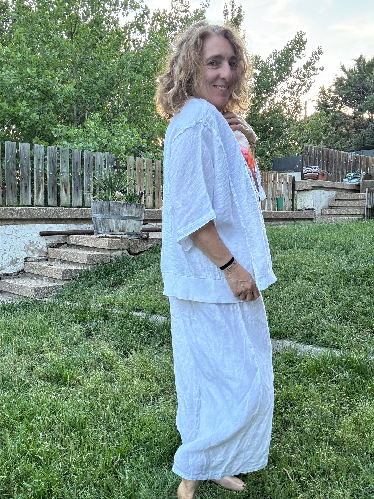 Camiseta oversize lino blanca