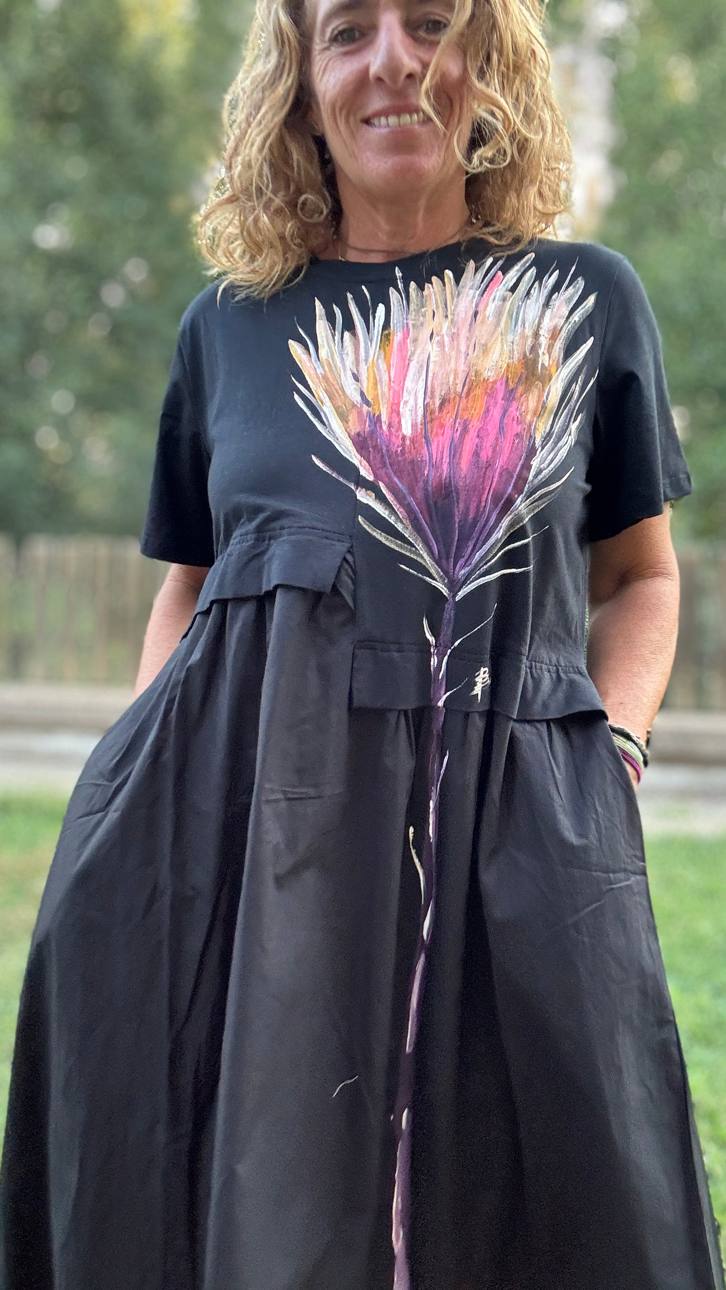 Vestido mixto negro