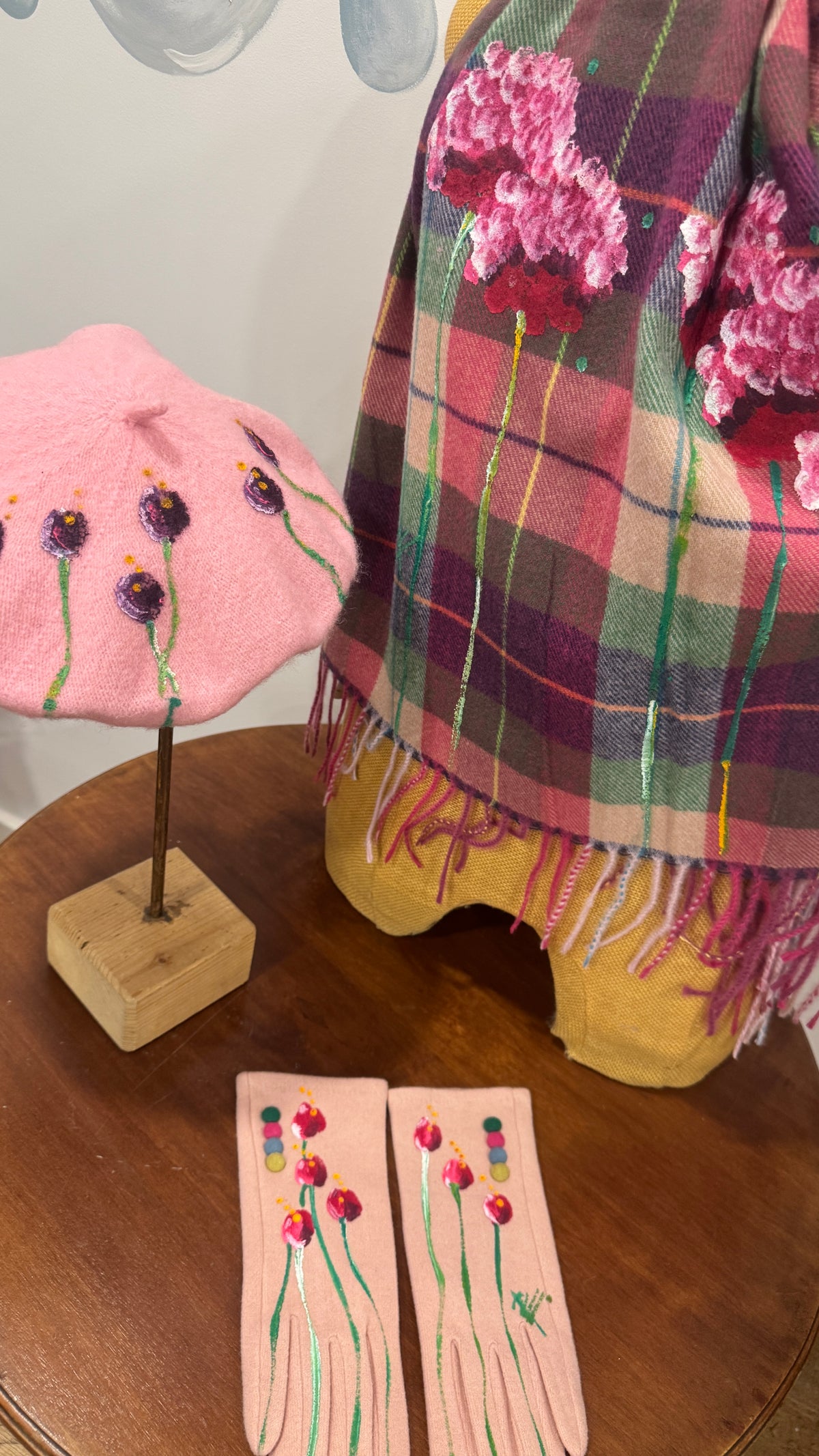 Bufanda cuadros fuxia
