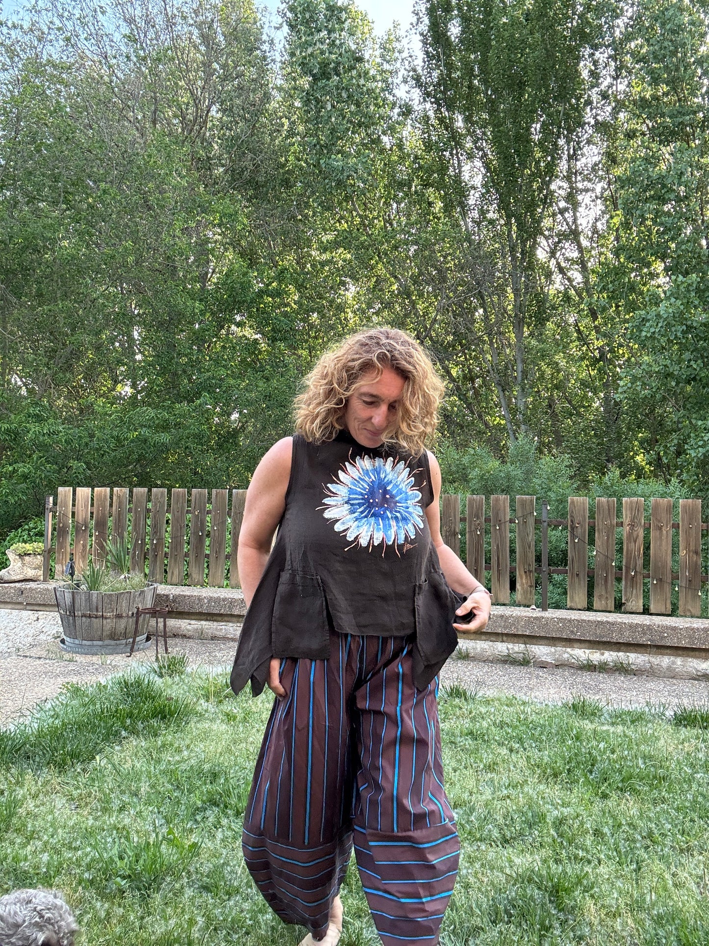 Pantalón raya marrón