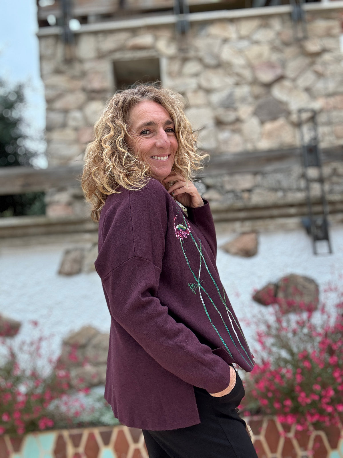 Chaqueta botones berenjena