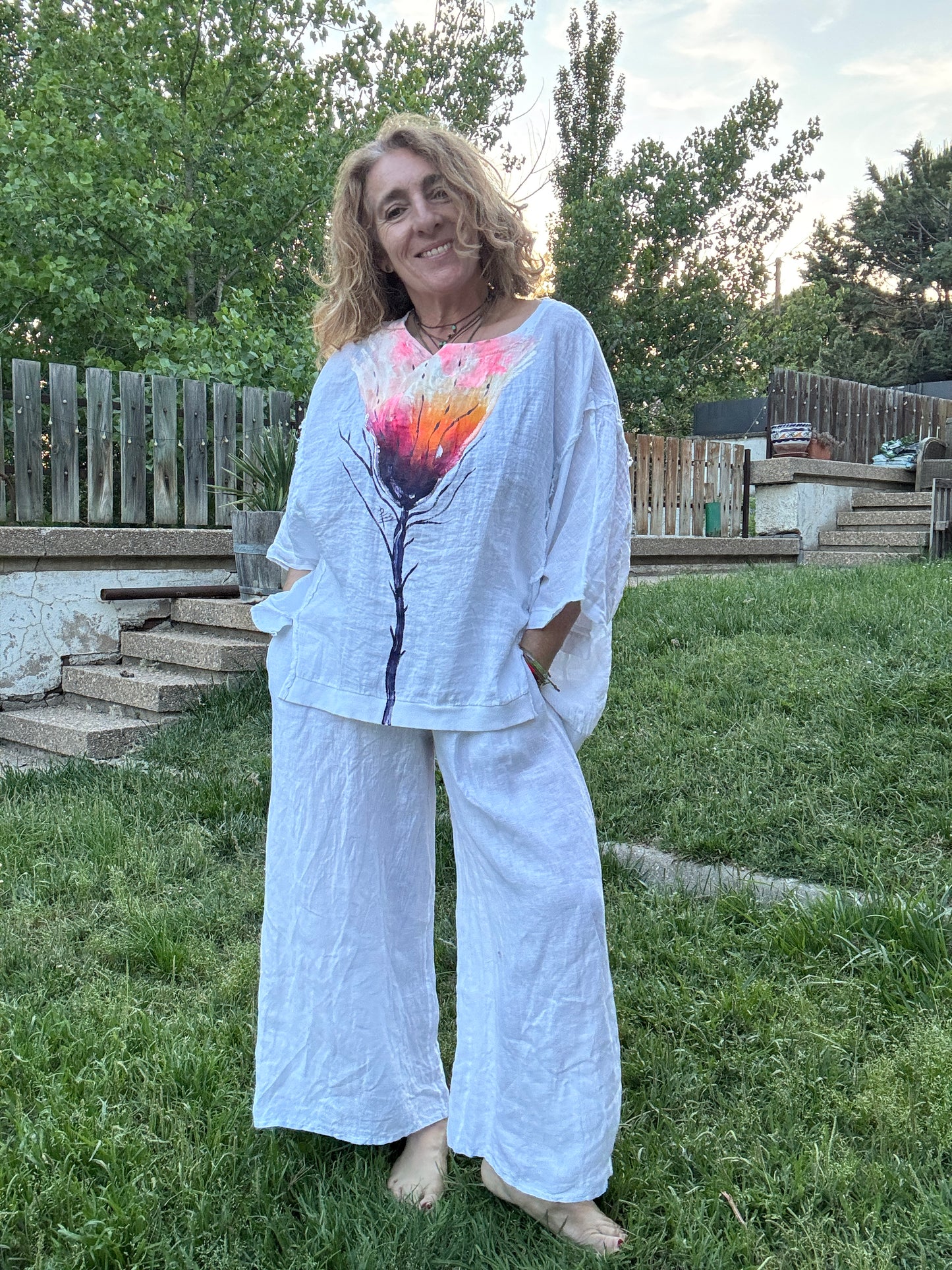 Camiseta oversize lino blanca