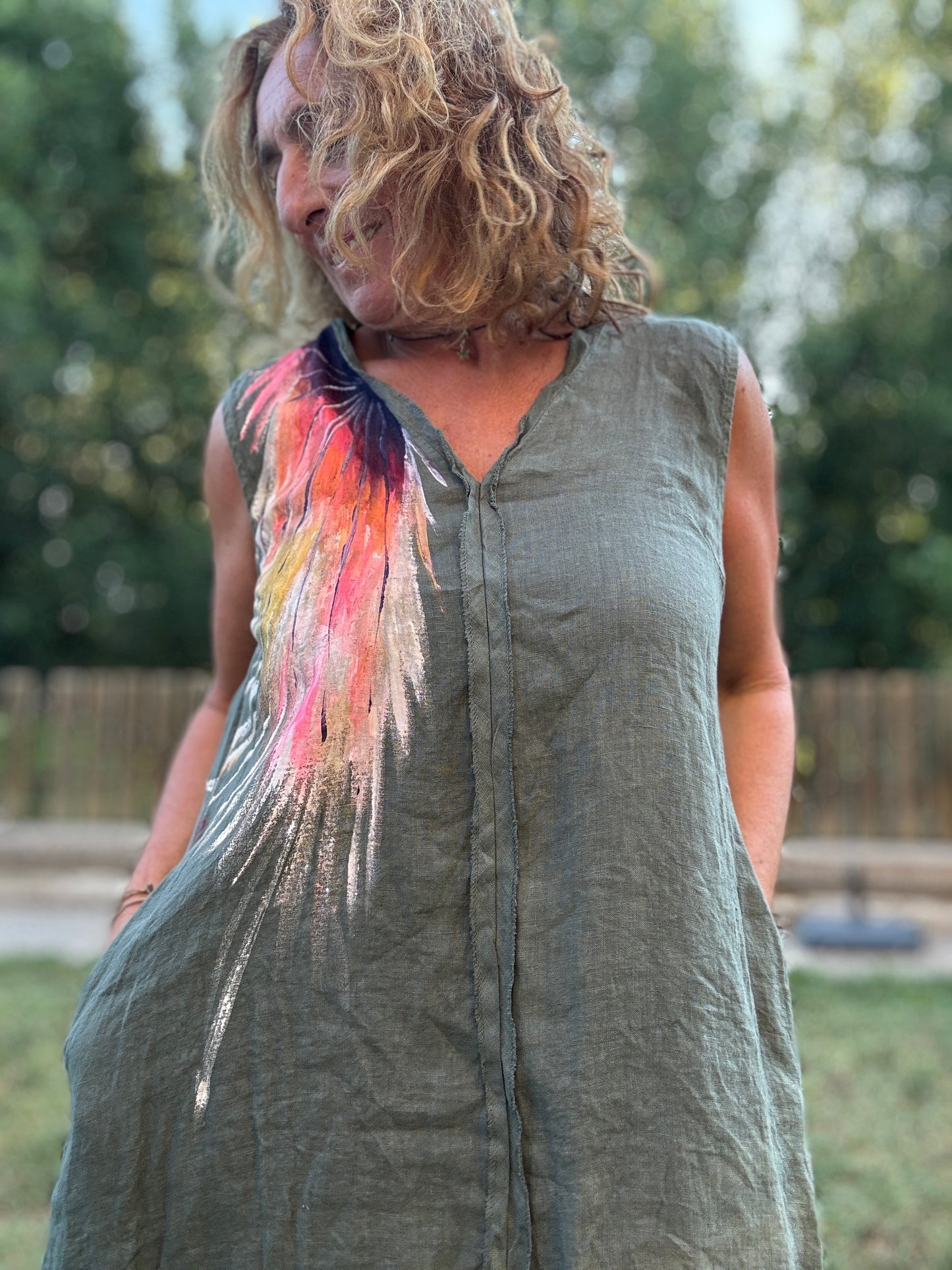 Vestido asimétrico kaki