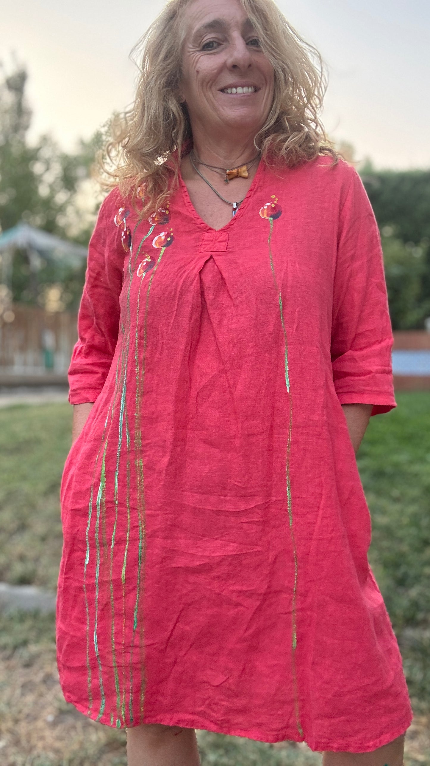 Vestido lino coral
