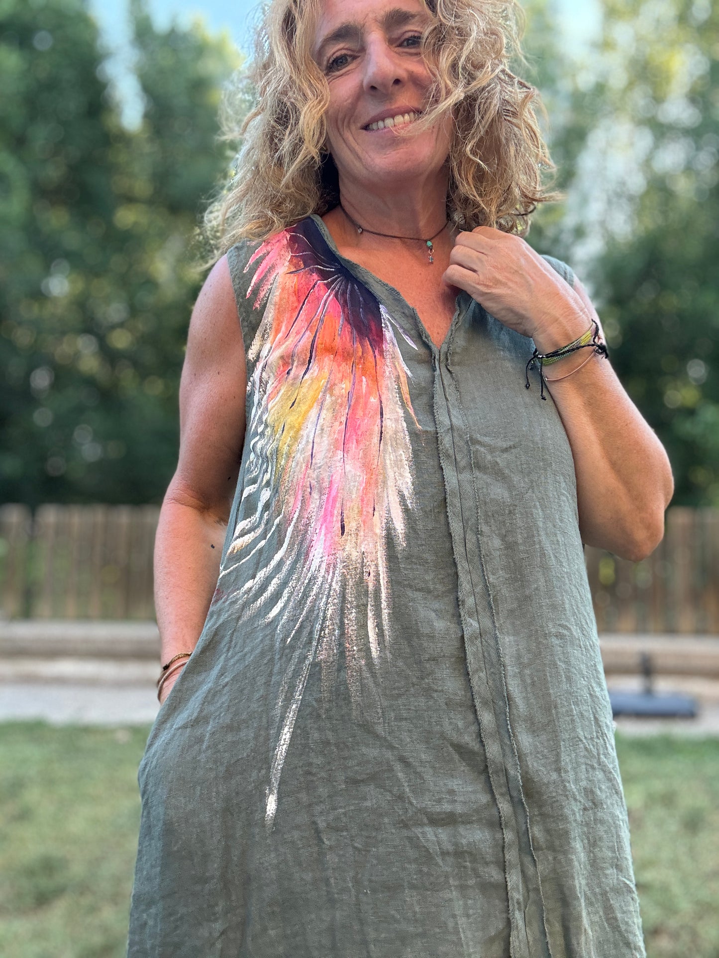 Vestido asimétrico kaki