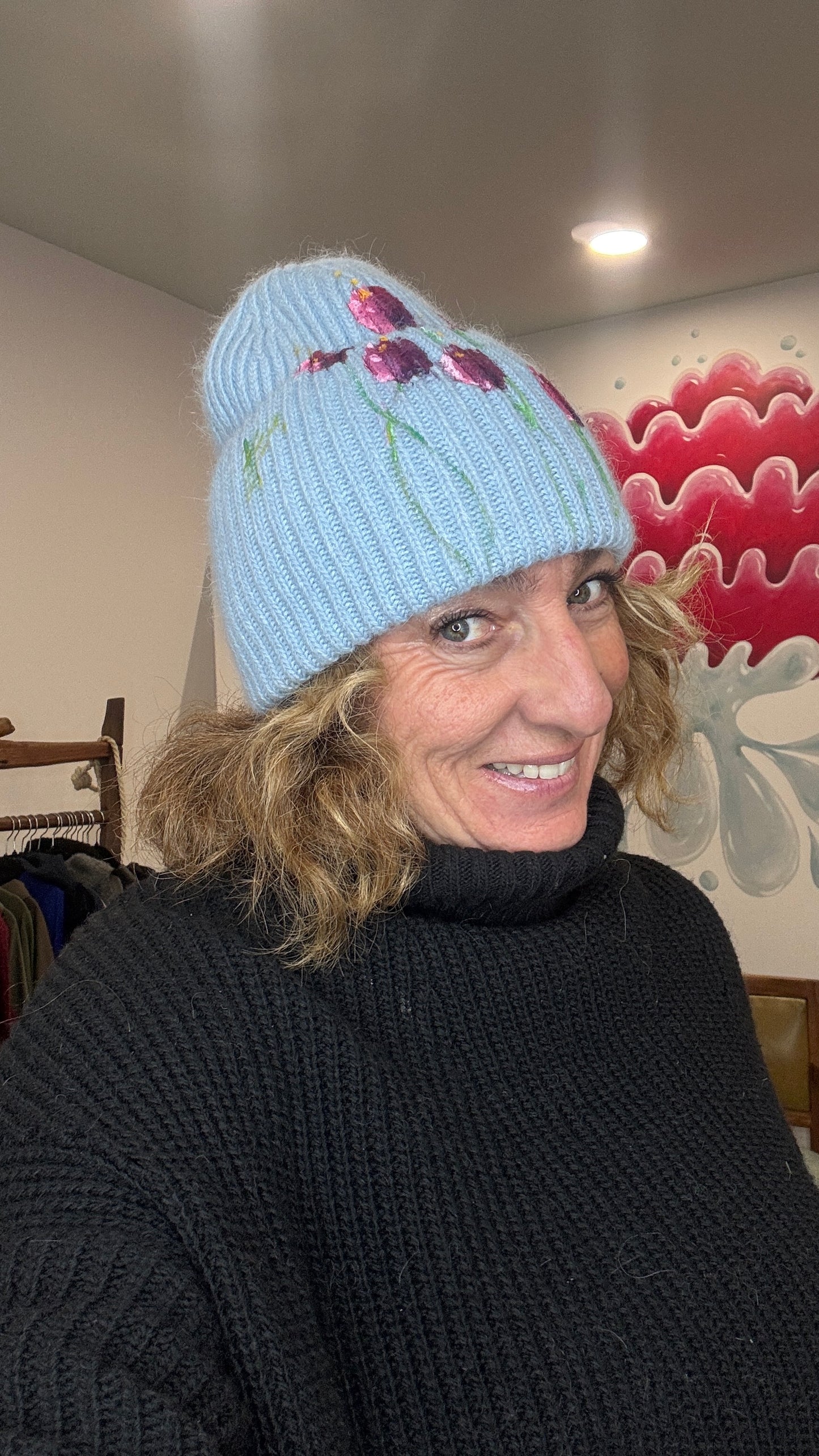 Gorro punto celeste