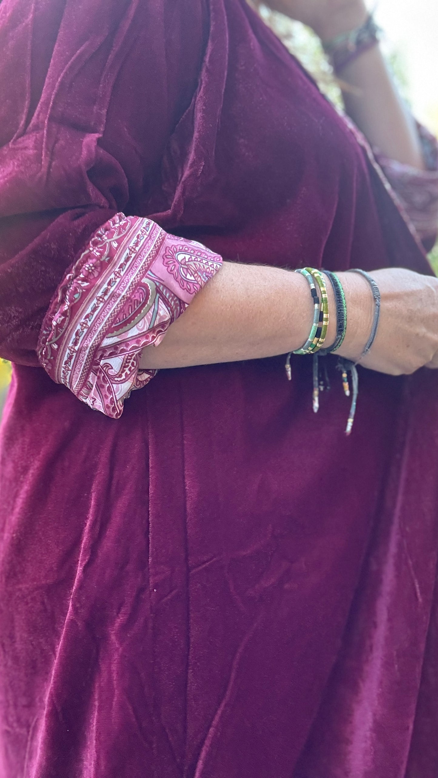 Kimono reversible terciopelo - seda granate