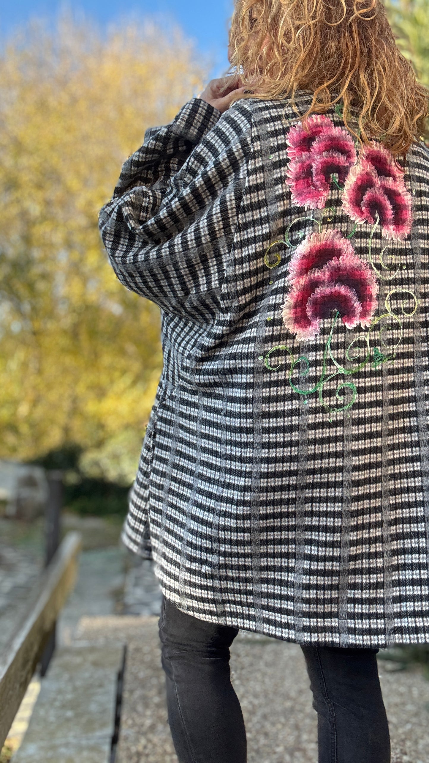 Abrigo oversize cuadros gris