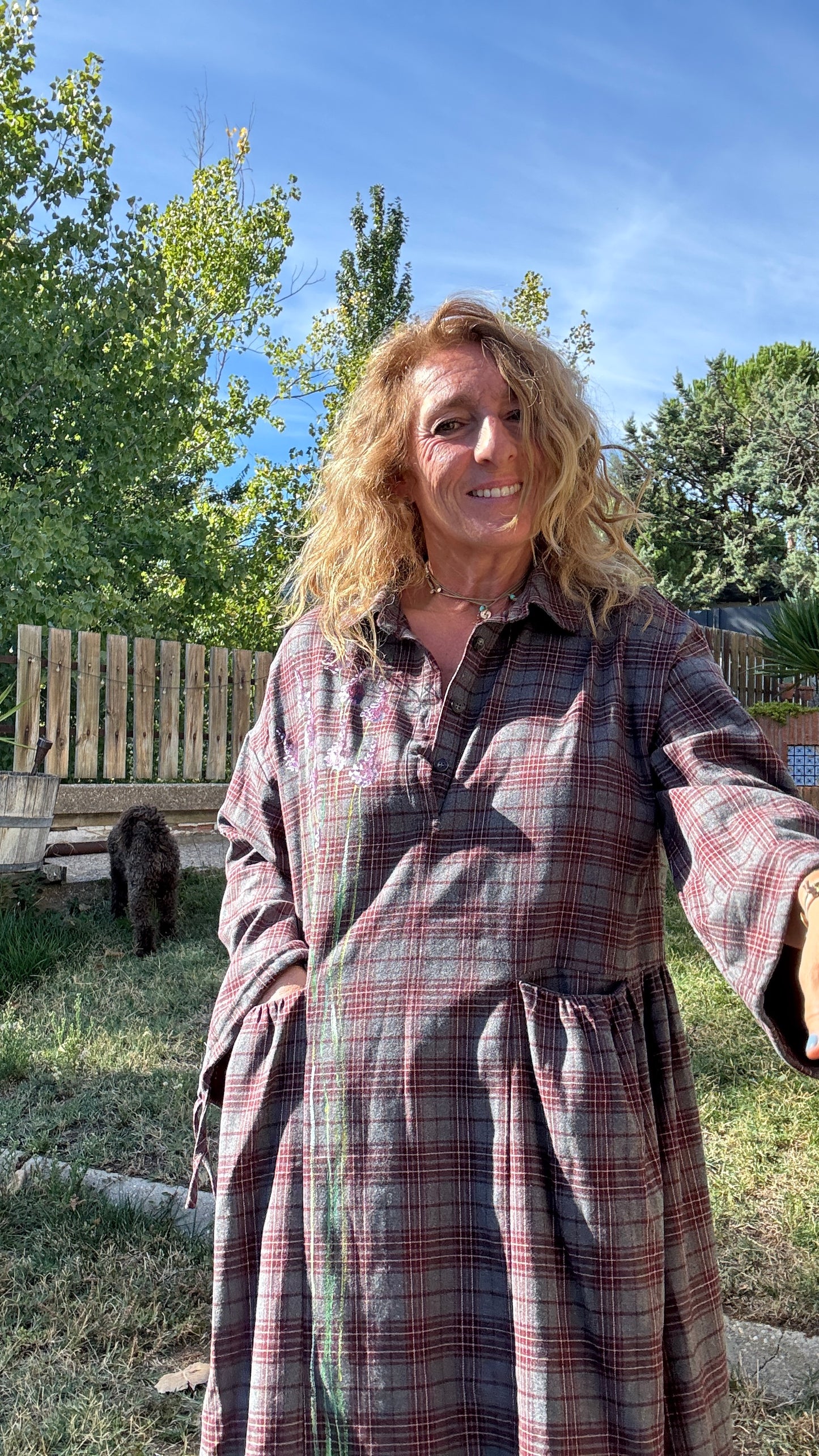 Vestido cuadros gris