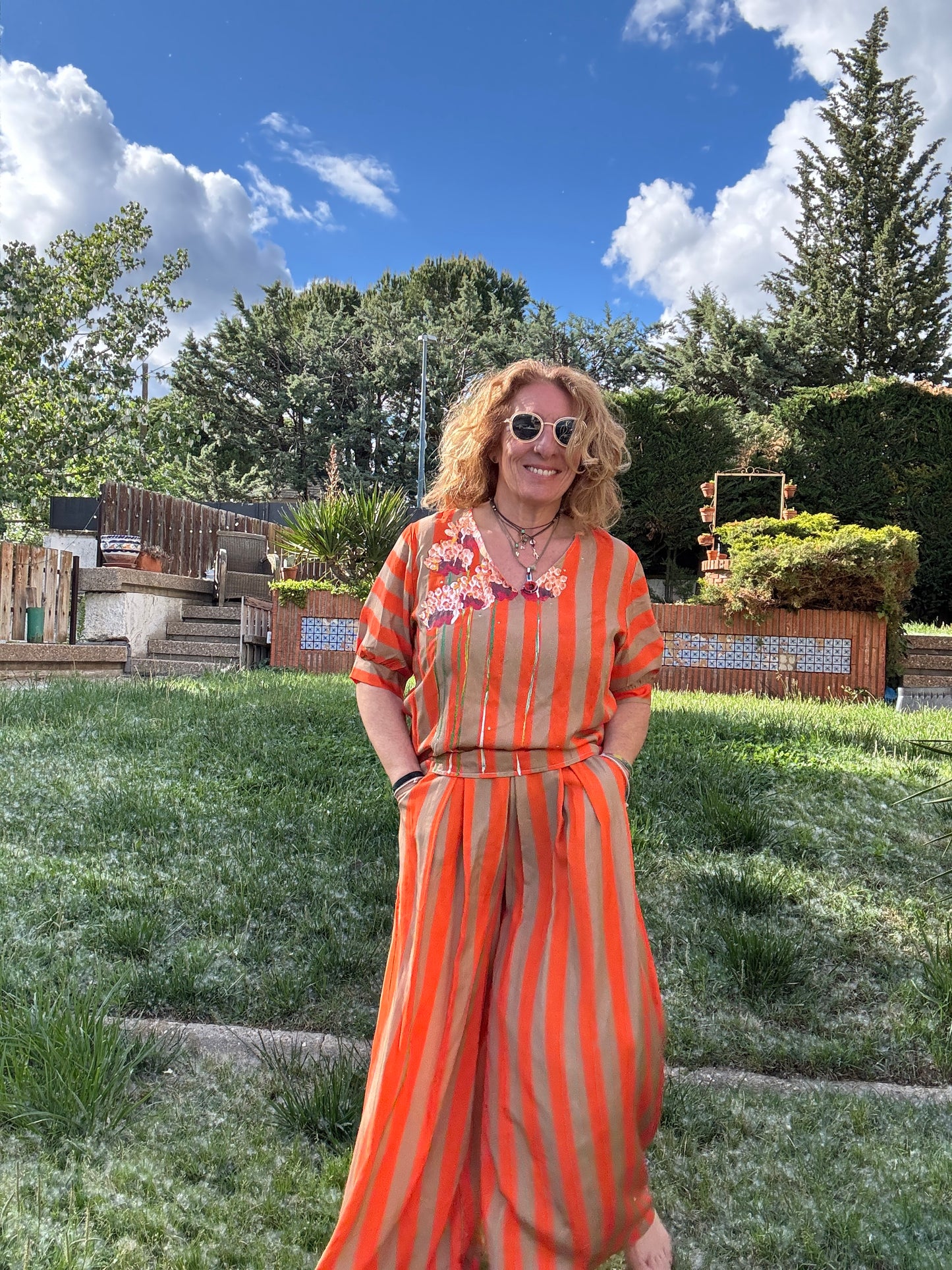 Conjunto rayas naranja
