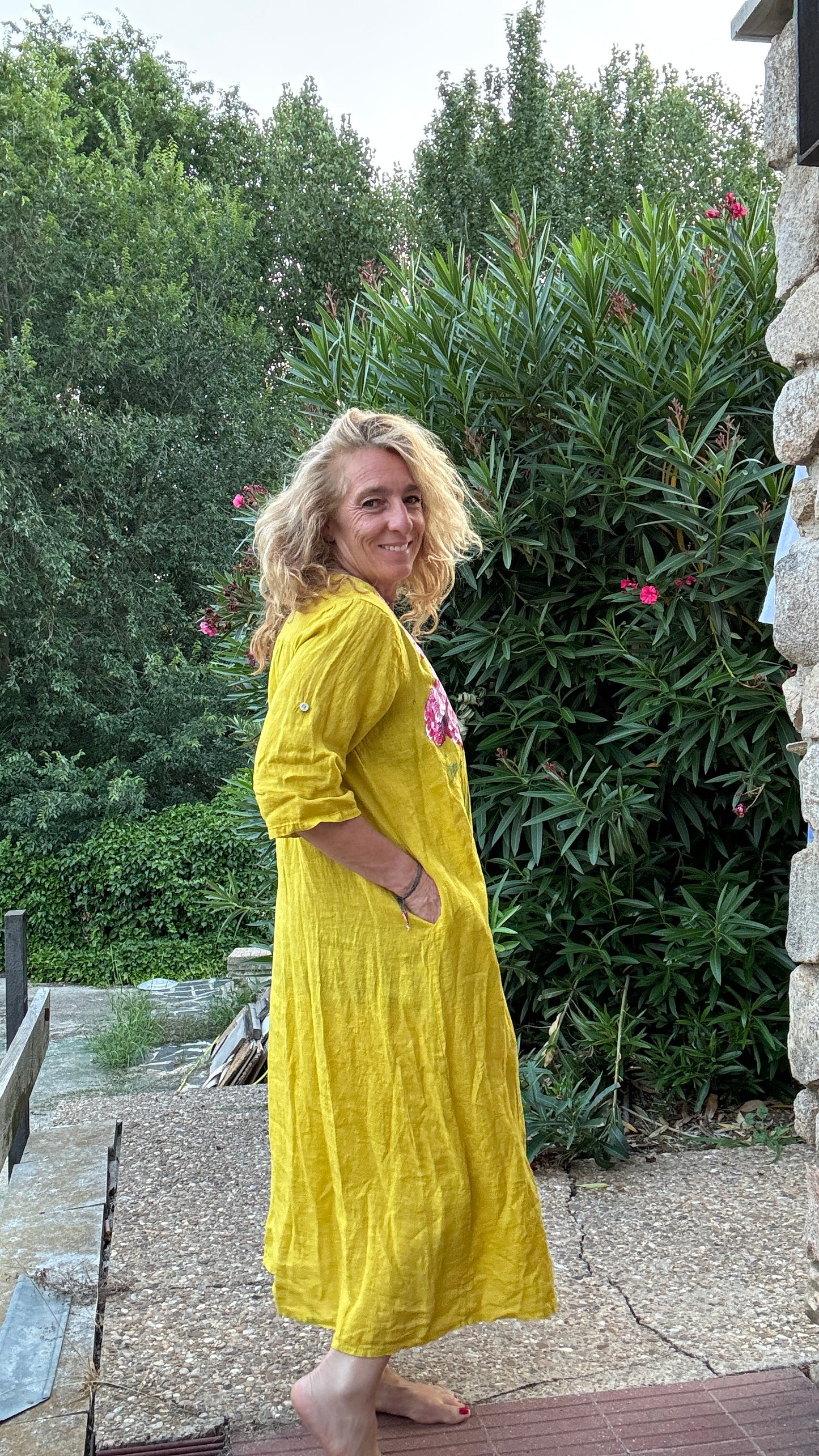 Vestido Kaftan mostaza