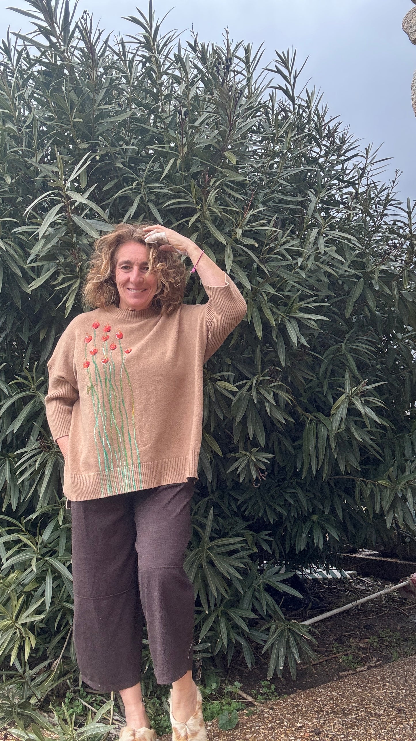 Jersey botones espalda camel