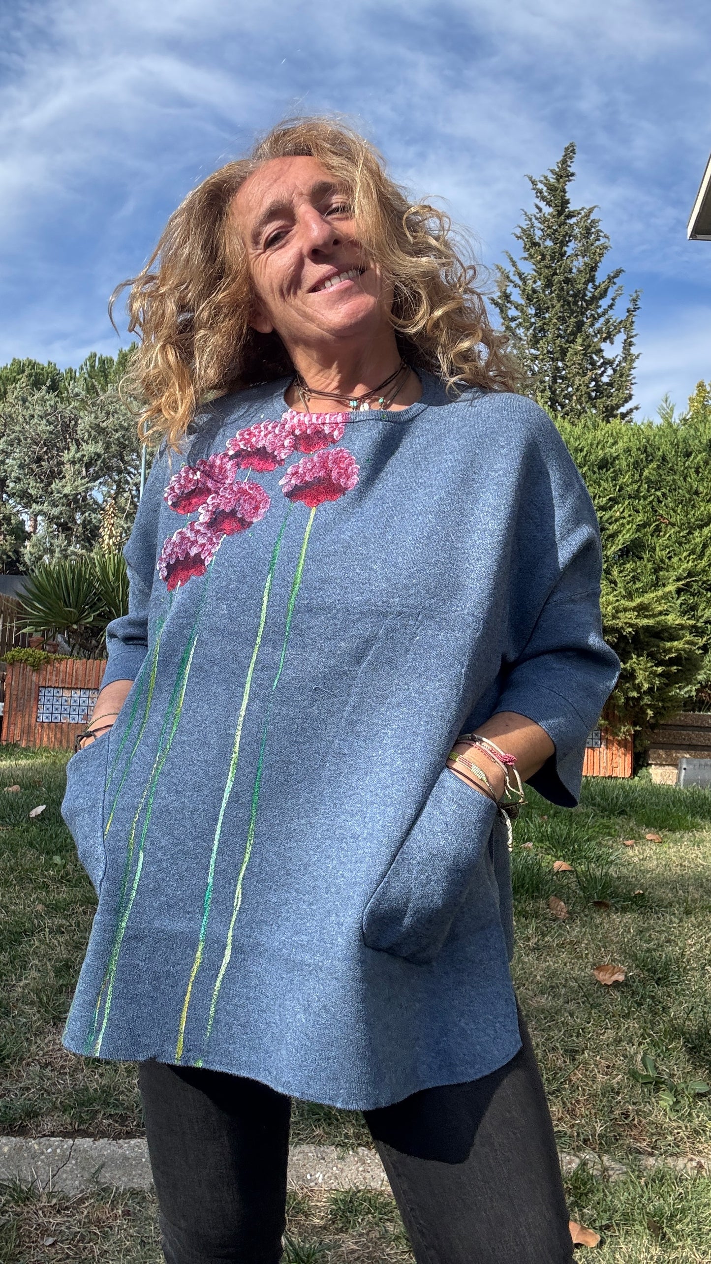 Jersey cuello caja azul