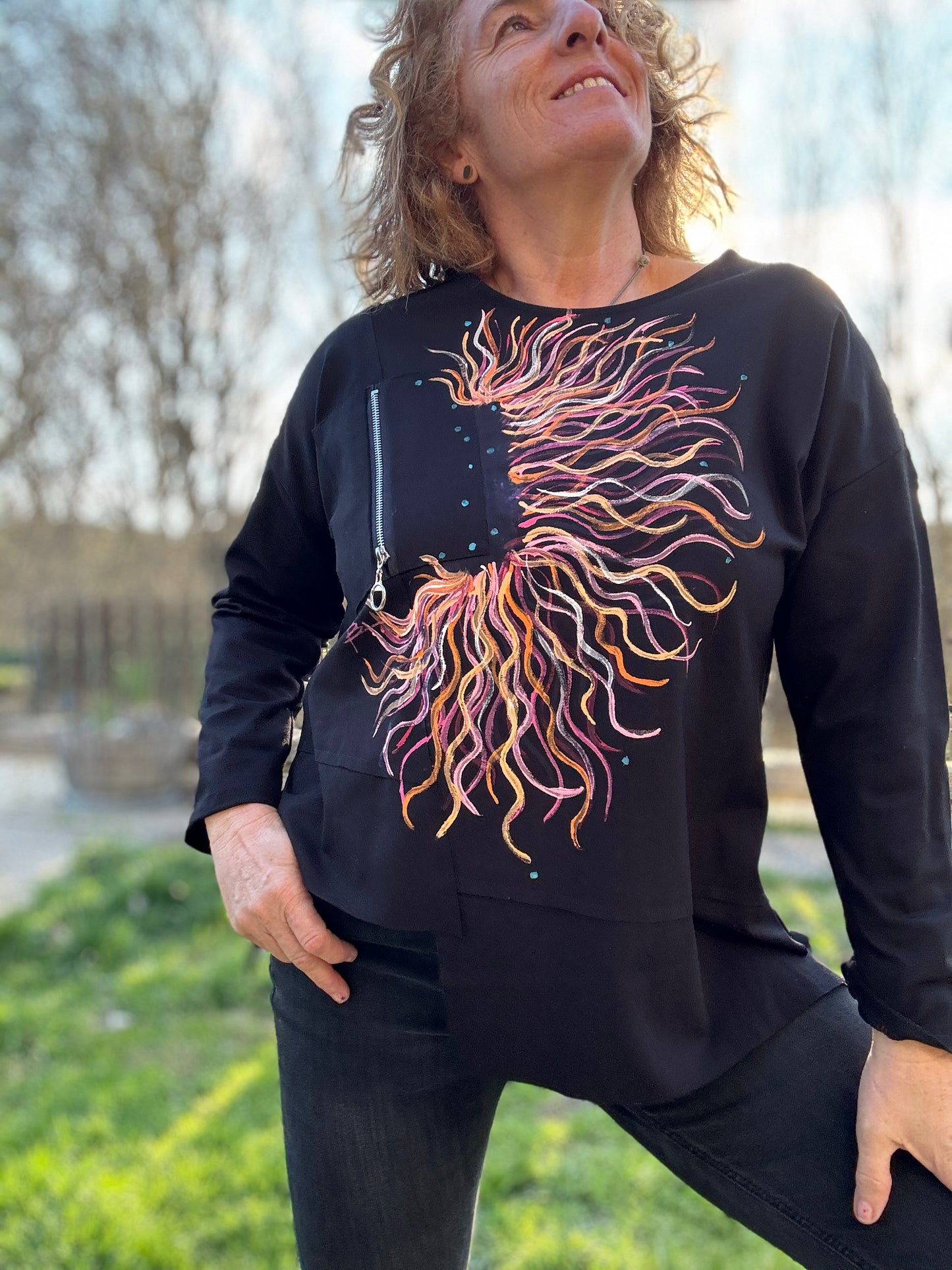 Sudadera punto roma negra