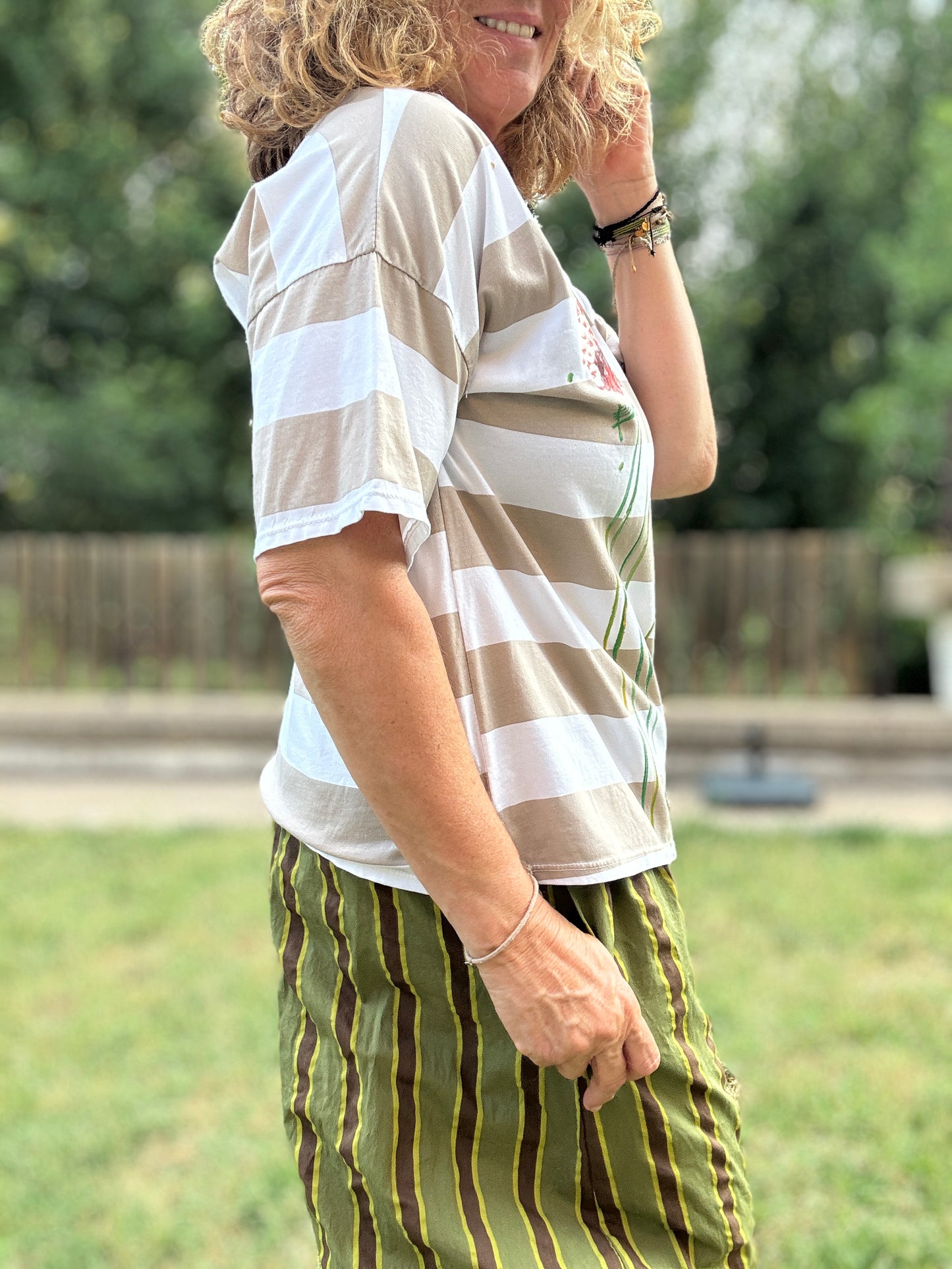 Camiseta raya beige