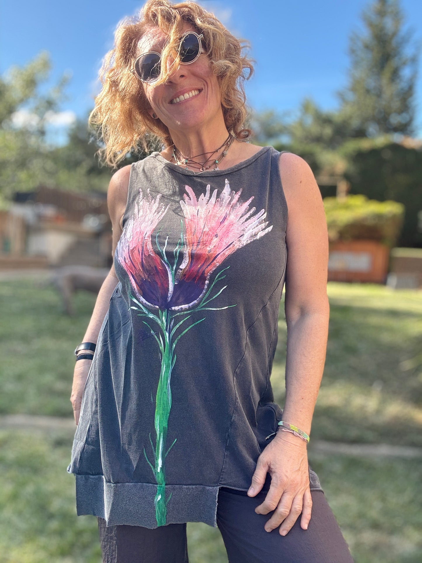 Camiseta larga gris