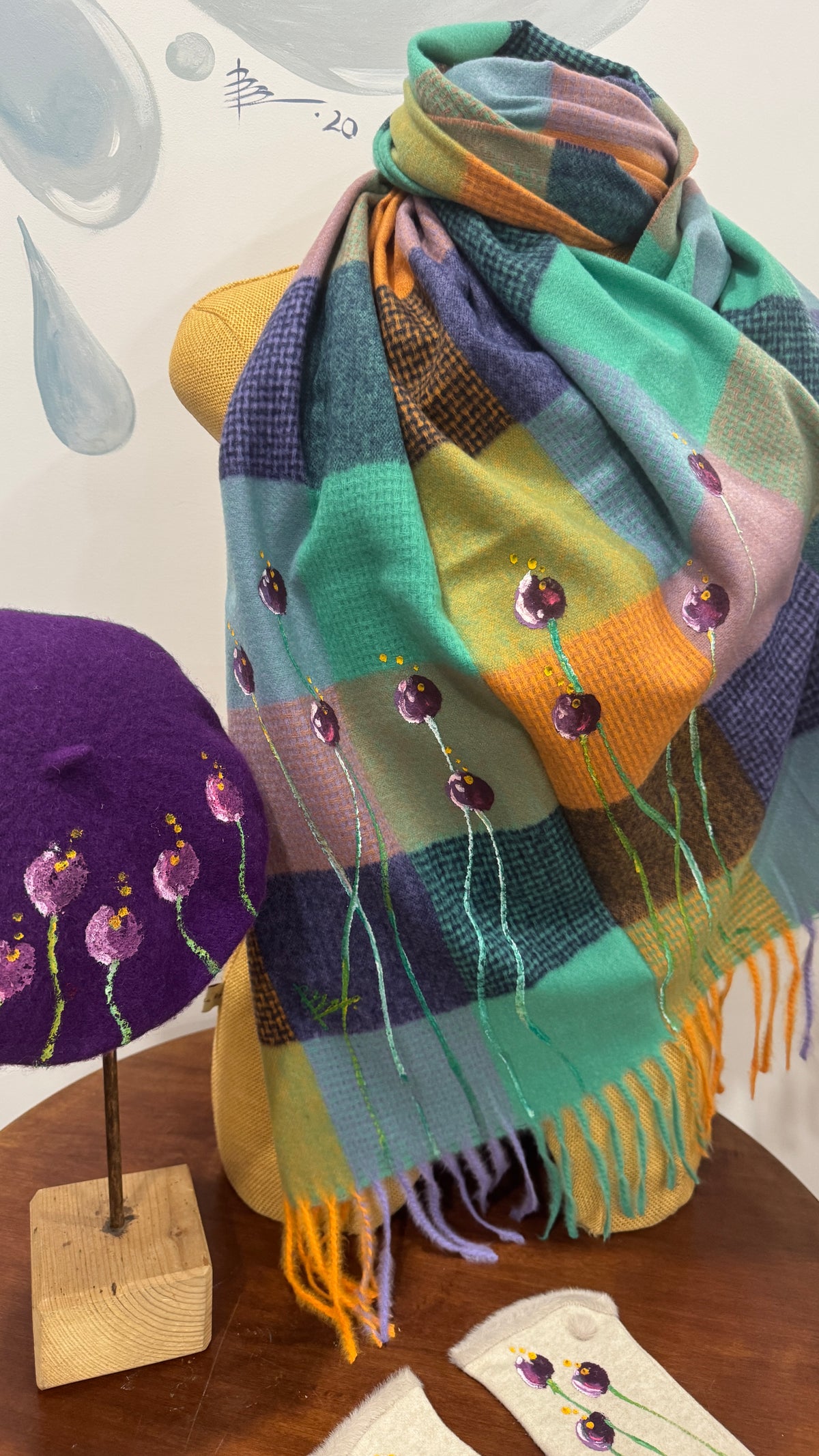 Bufanda cuadro multicolor morado